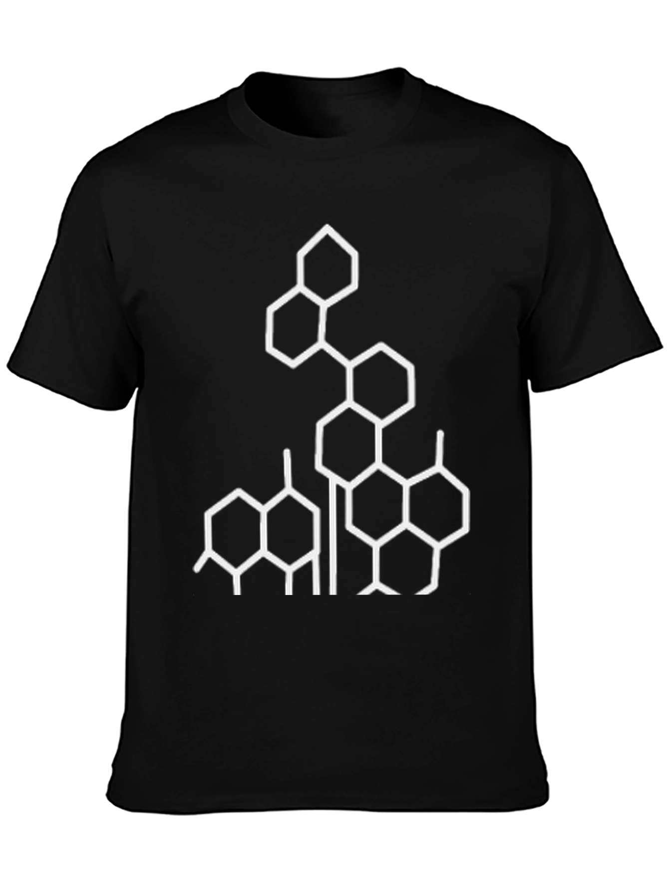 Geometric White Print Black T-Shirt