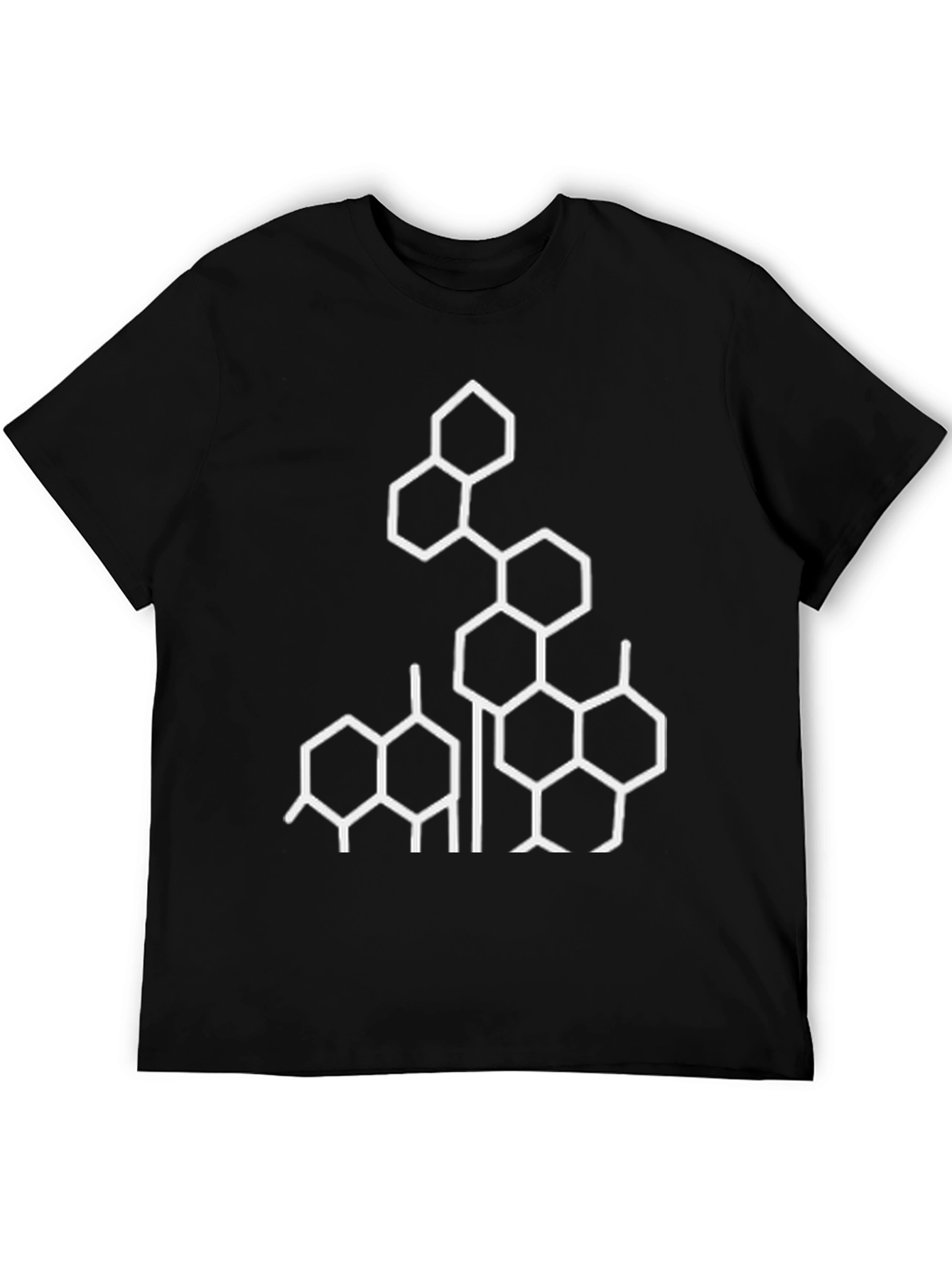 Geometric White Print Black T-Shirt