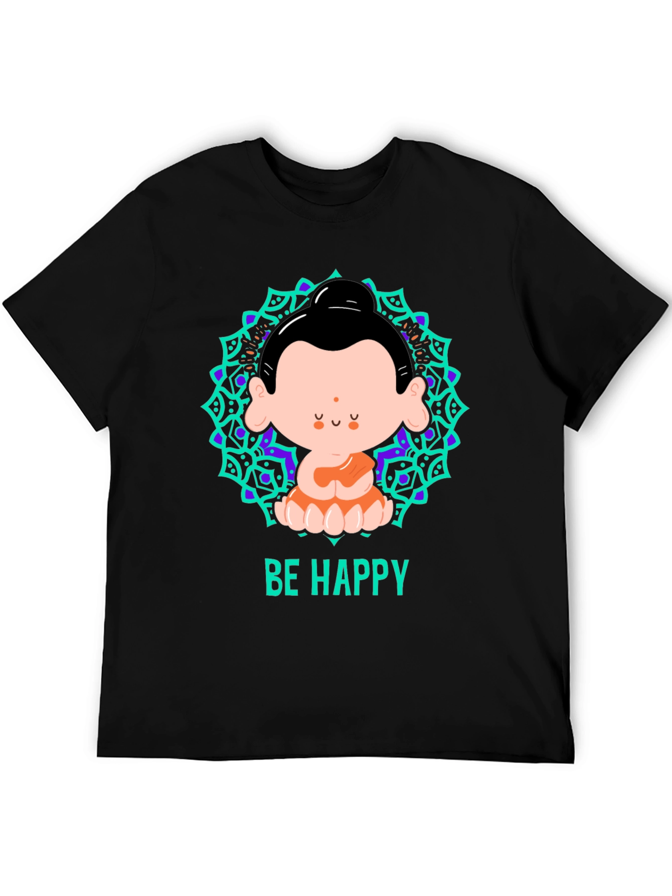 Be Happy Buddha Graphic T-Shirt