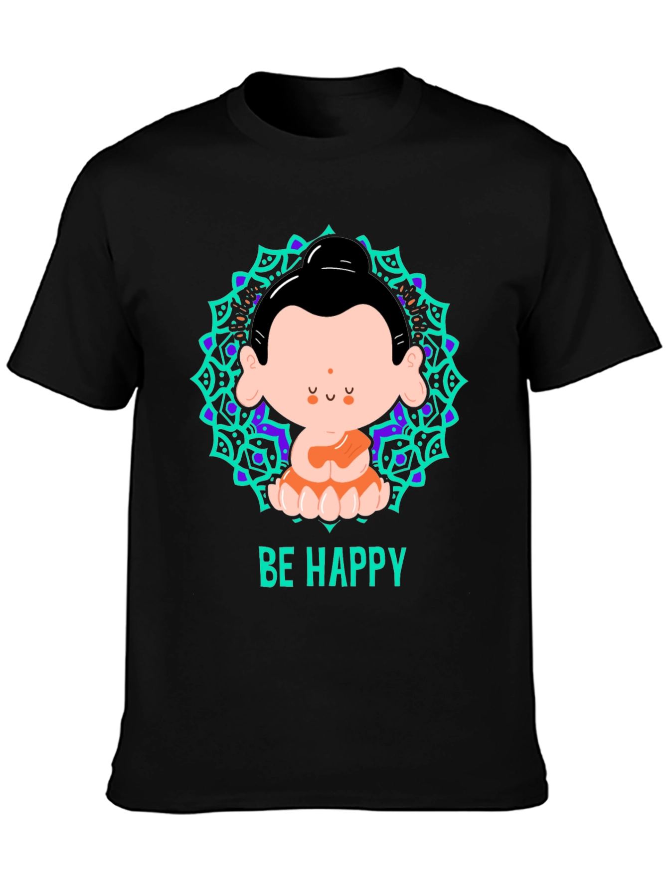 Be Happy Buddha Graphic T-Shirt