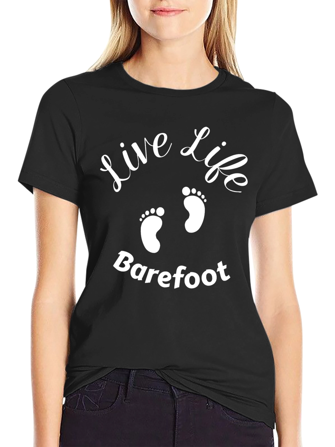 Live Life Barefoot Black T-Shirt
