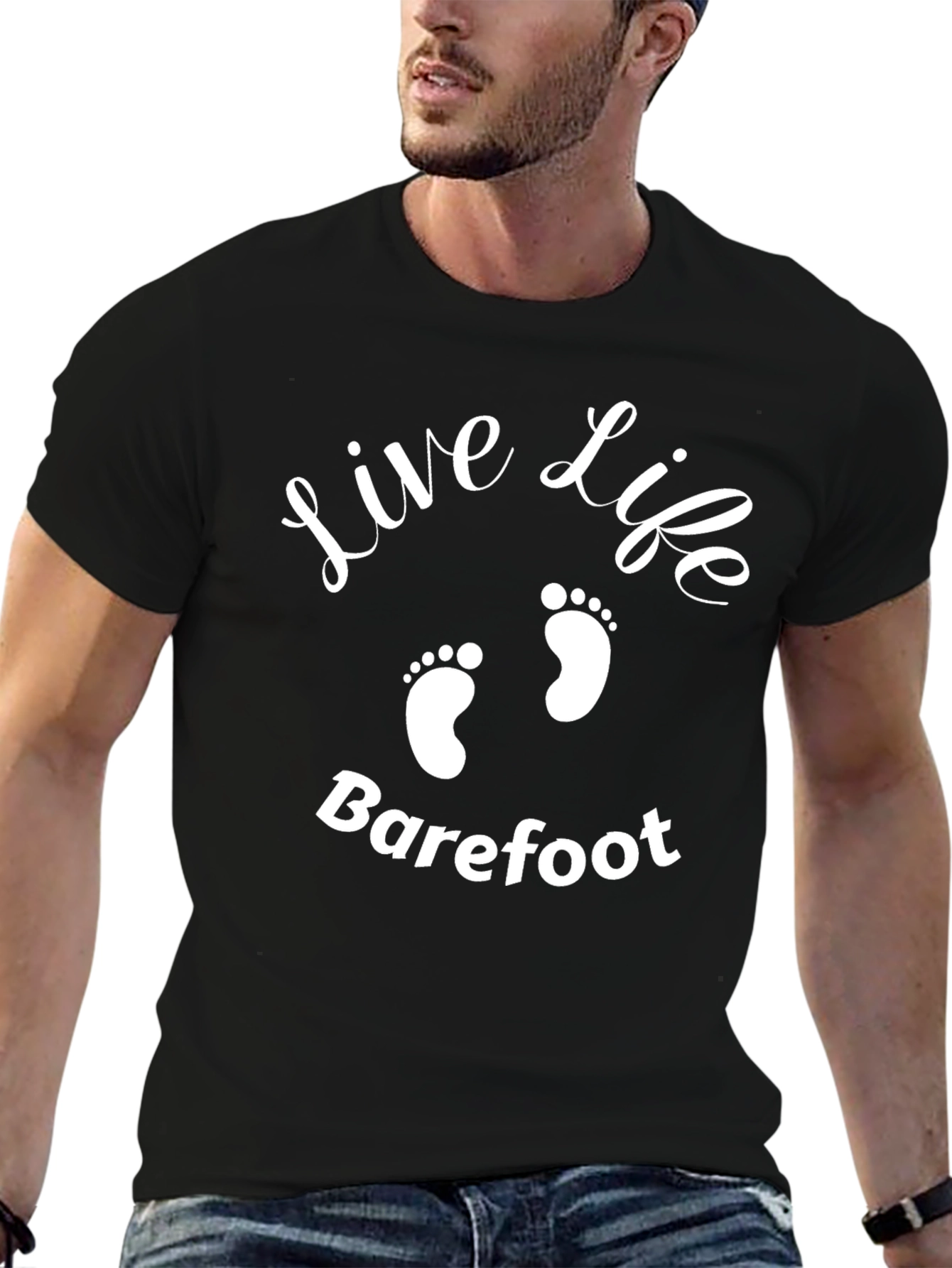 Live Life Barefoot Black T-Shirt