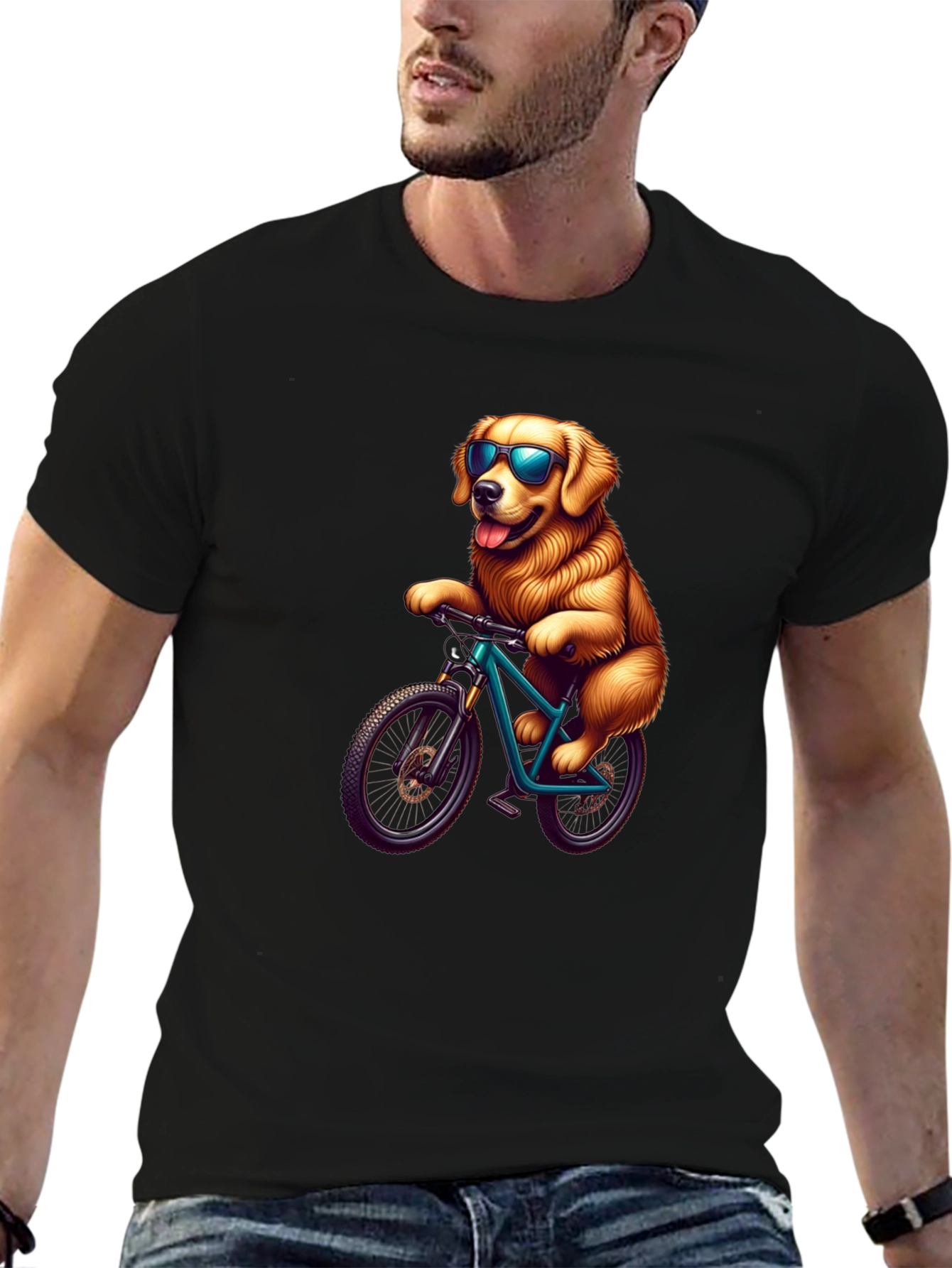 Dog on Bike Graphic Tee - Ride in Style