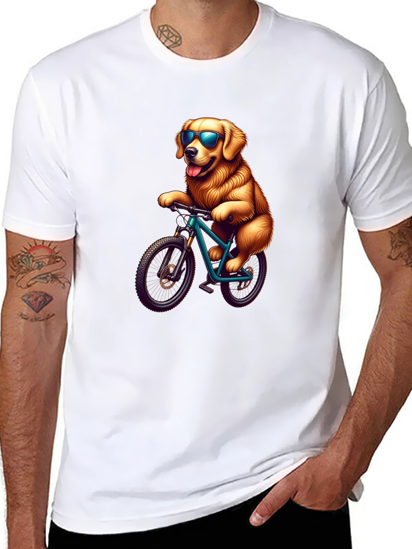 Dog on Bike Graphic Tee - Ride in Style