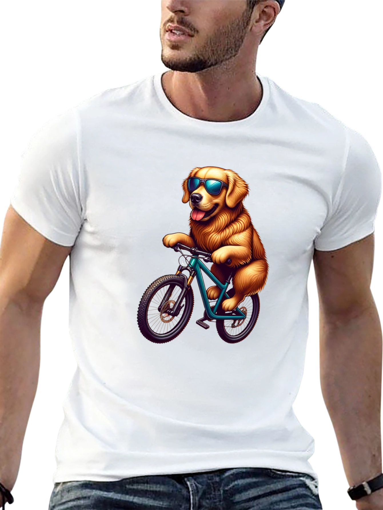Dog on Bike Graphic Tee - Ride in Style