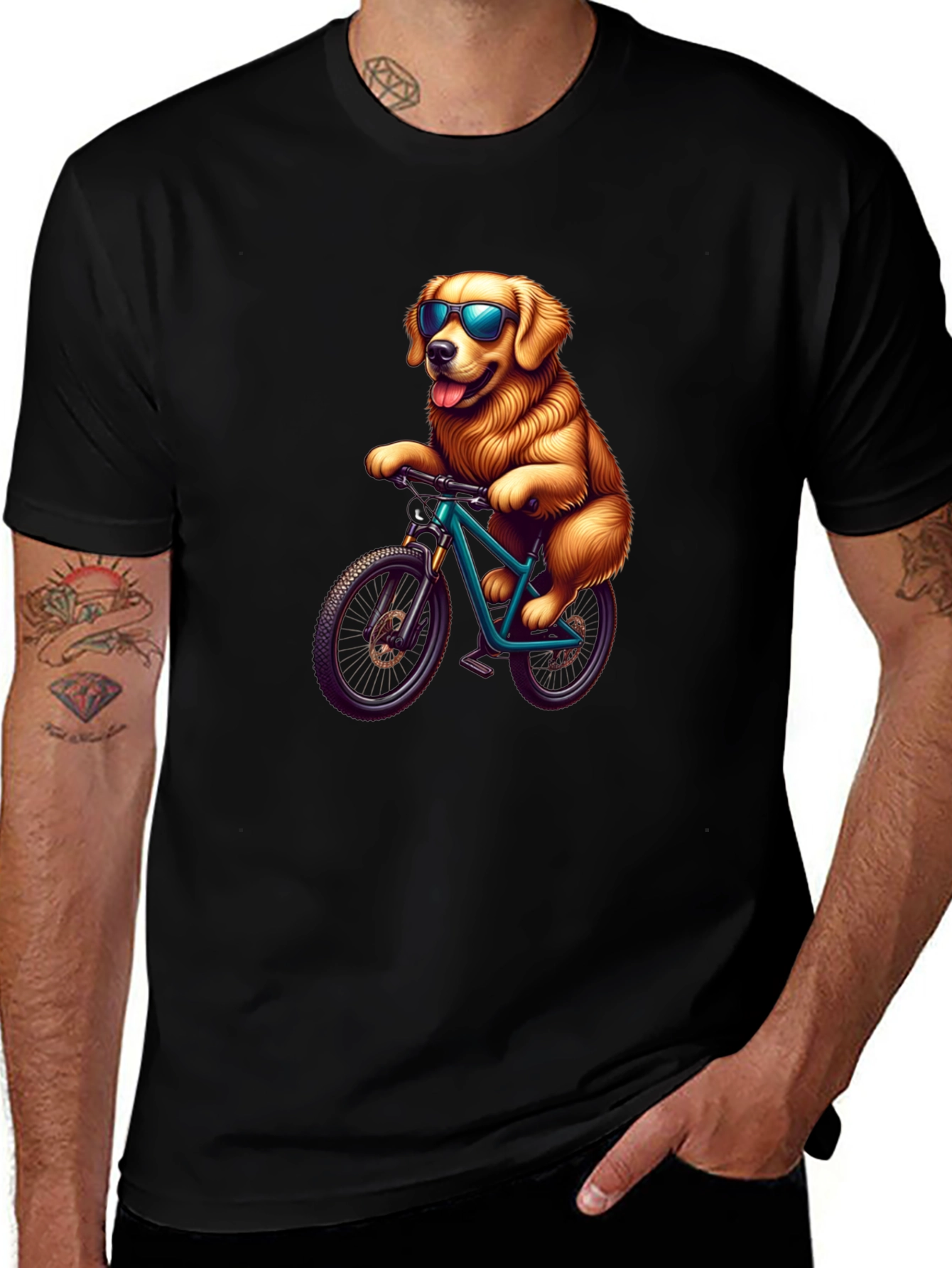 Dog on Bike Graphic Tee - Ride in Style