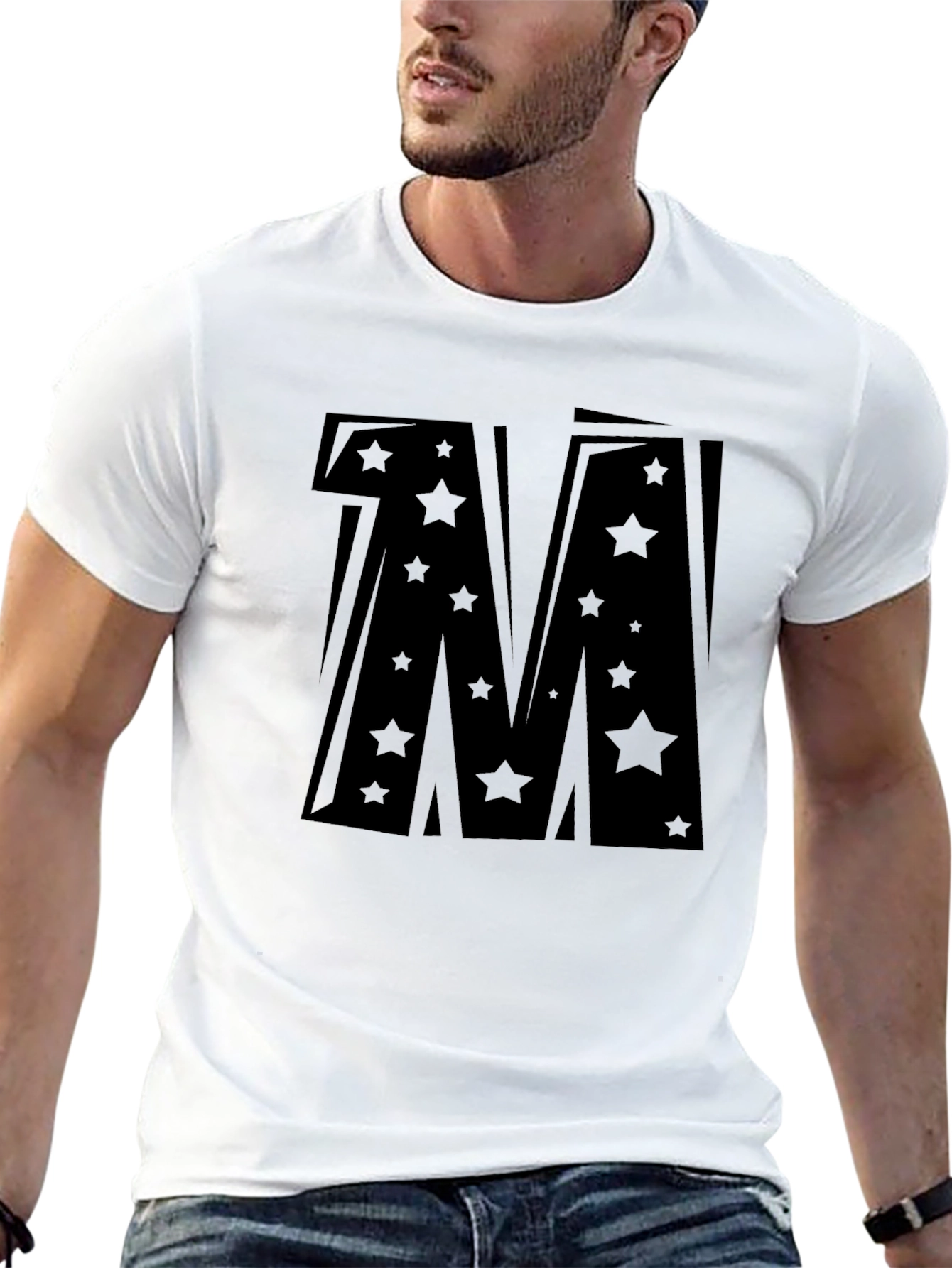 Bold Star Letter M Graphic T-Shirt