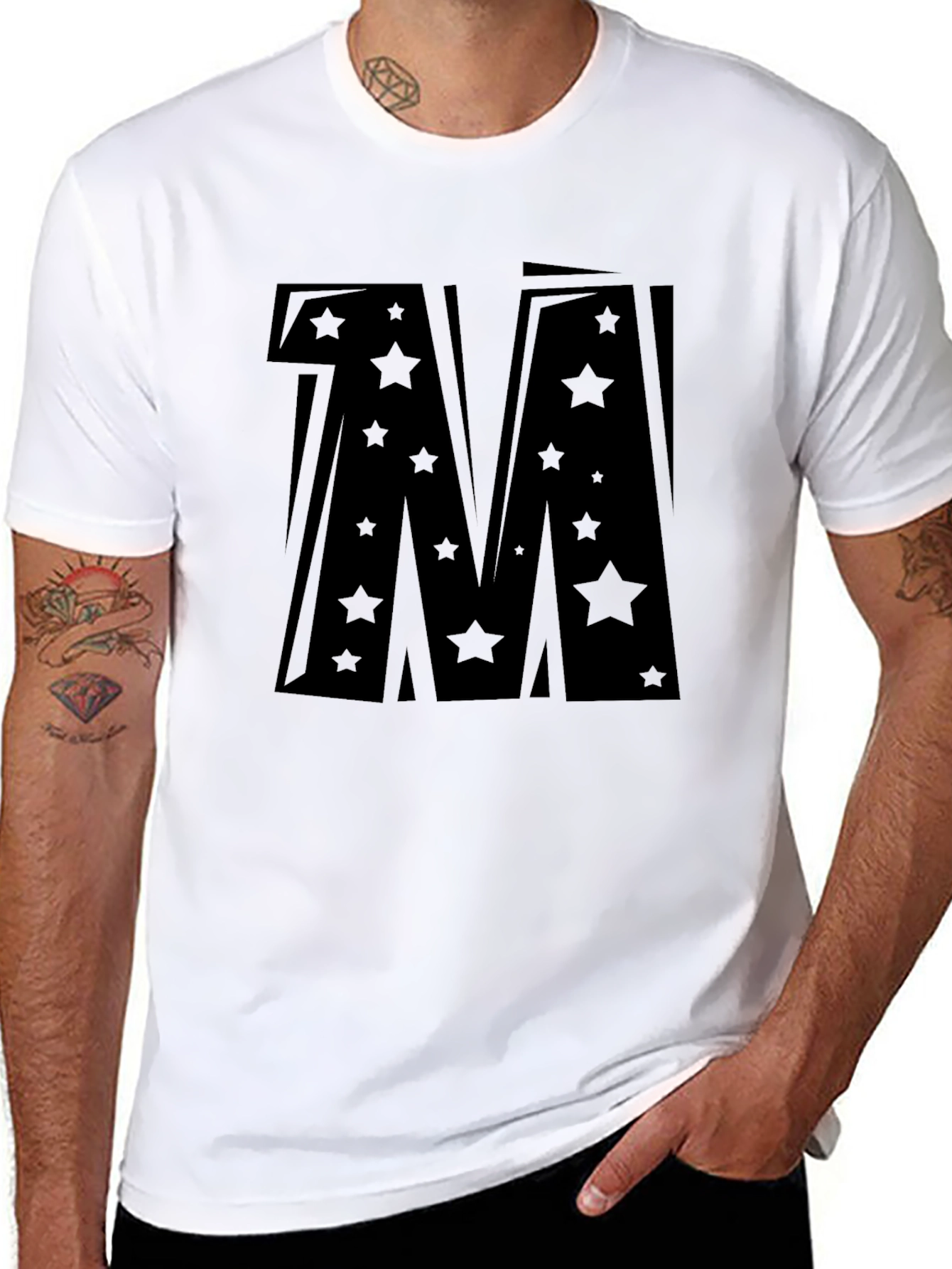 Bold Star Letter M Graphic T-Shirt