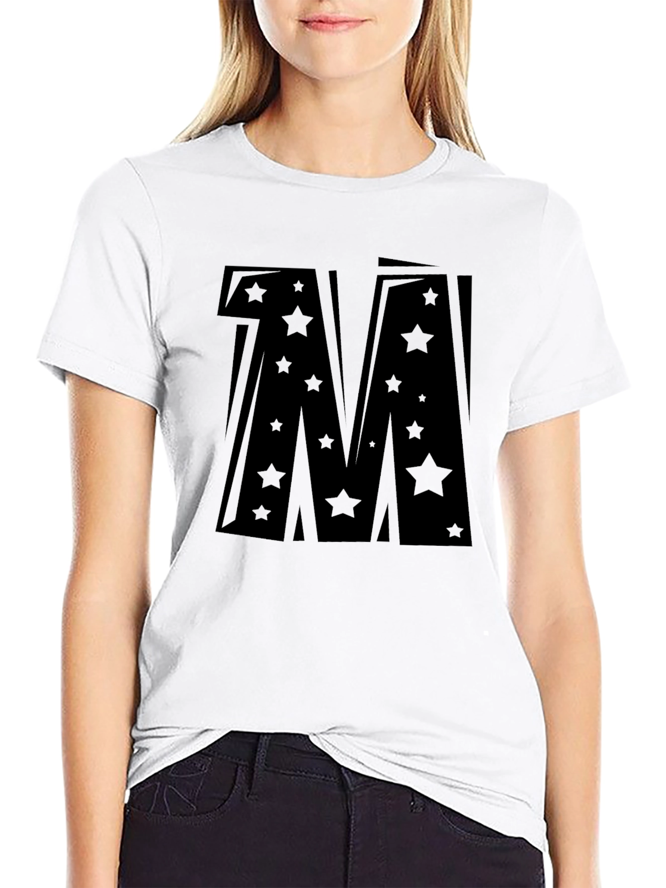 Bold Star Letter M Graphic T-Shirt