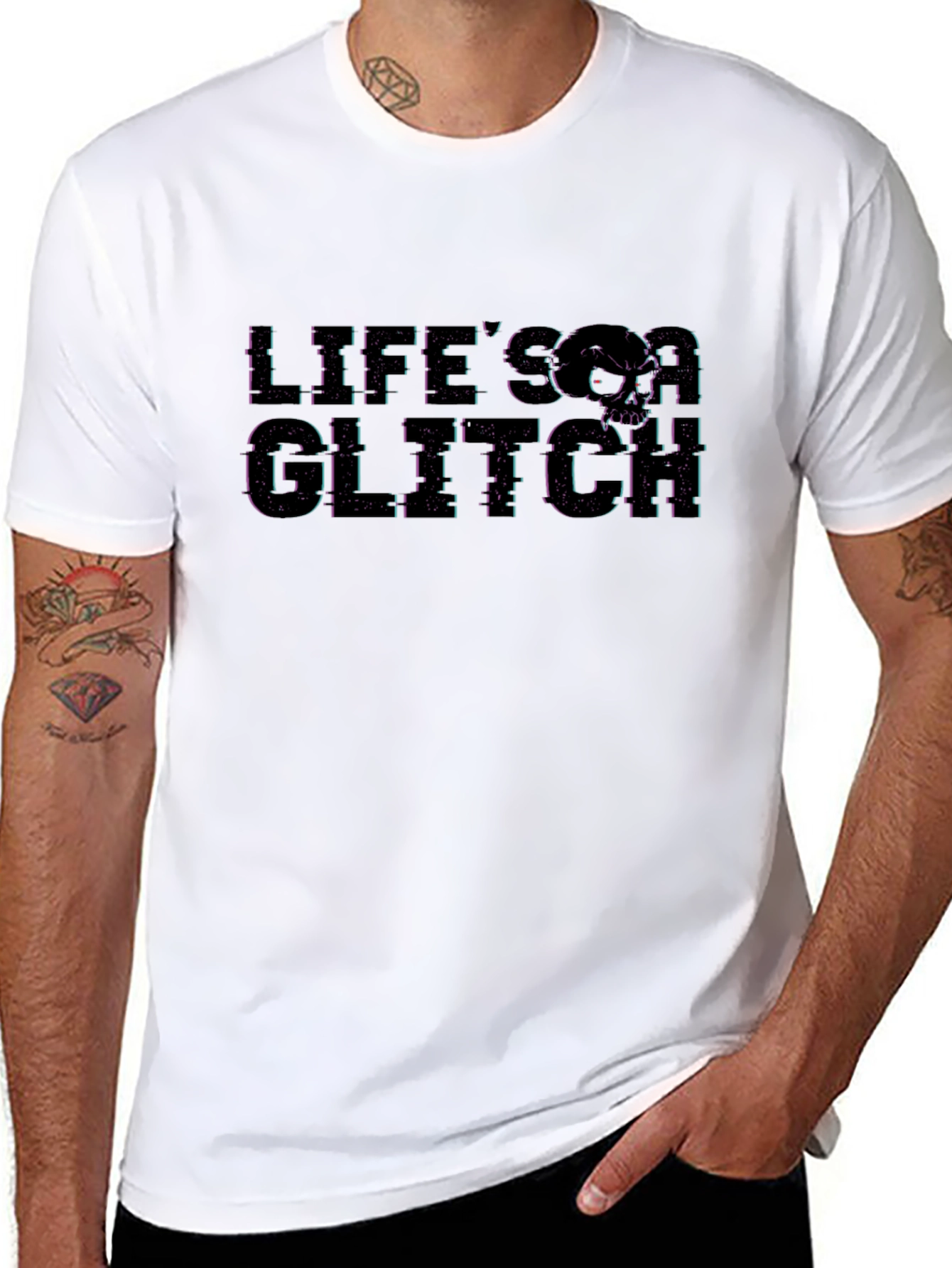 Lifes a Glitch Black Graphic Tee