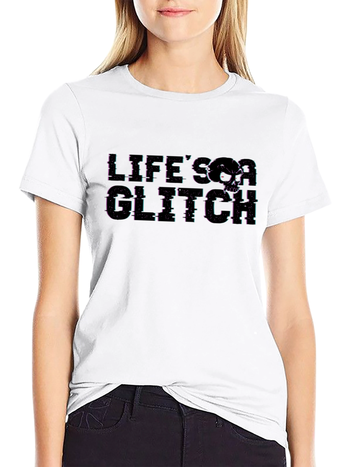 Lifes a Glitch Black Graphic Tee