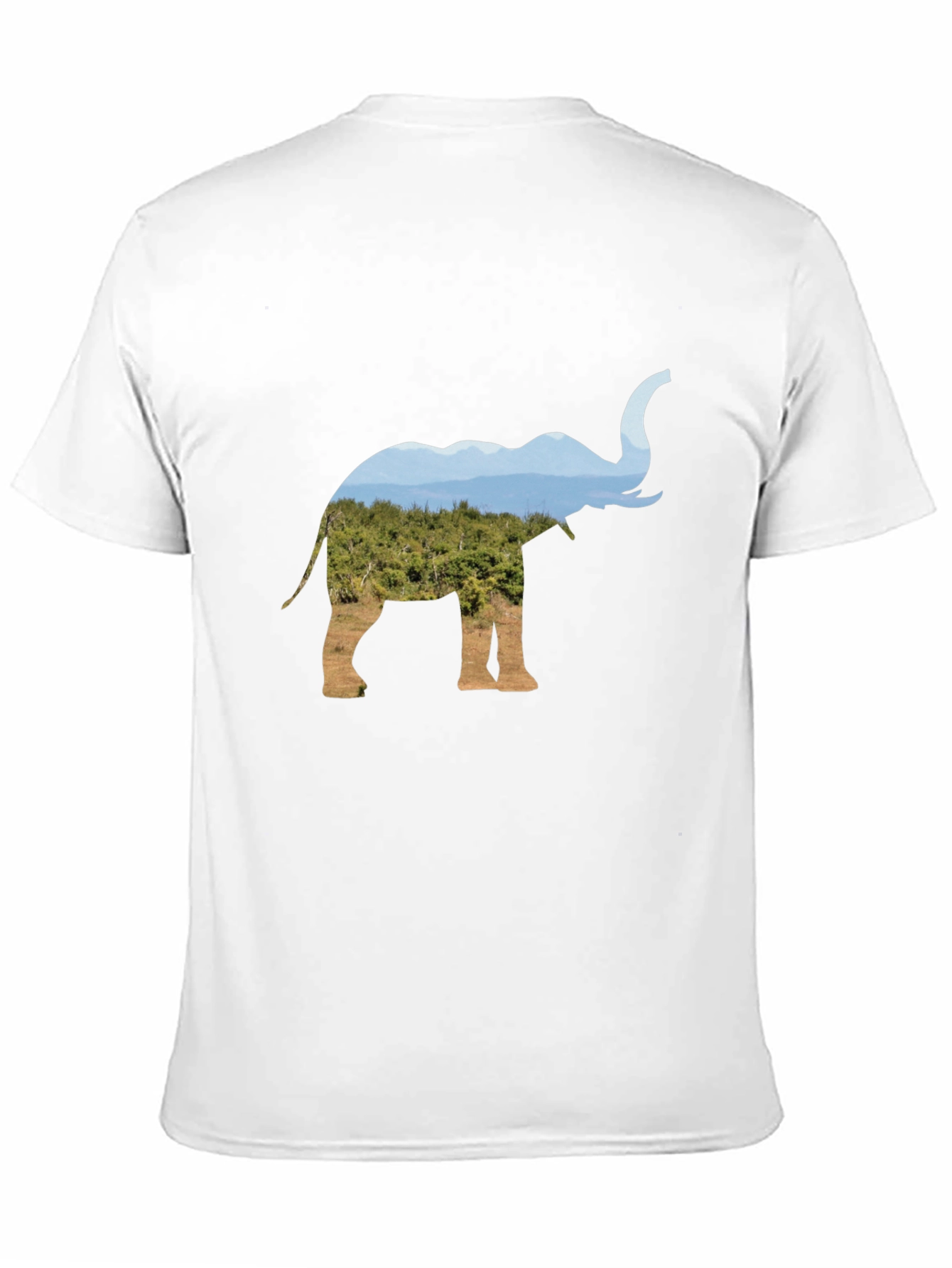 Elephant Silhouette Nature Print Black T-Shirt