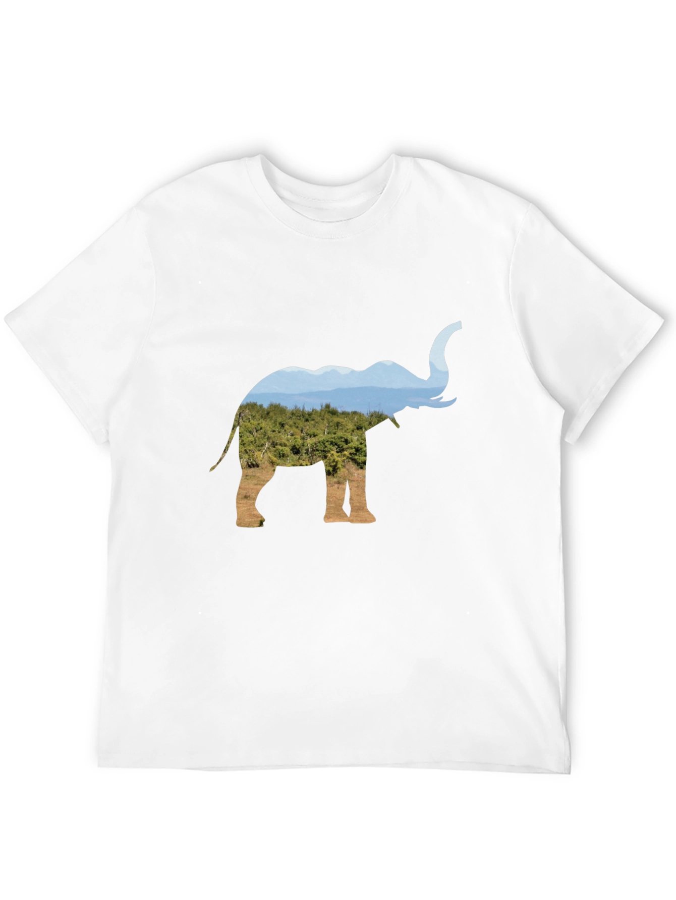 Elephant Silhouette Nature Print Black T-Shirt