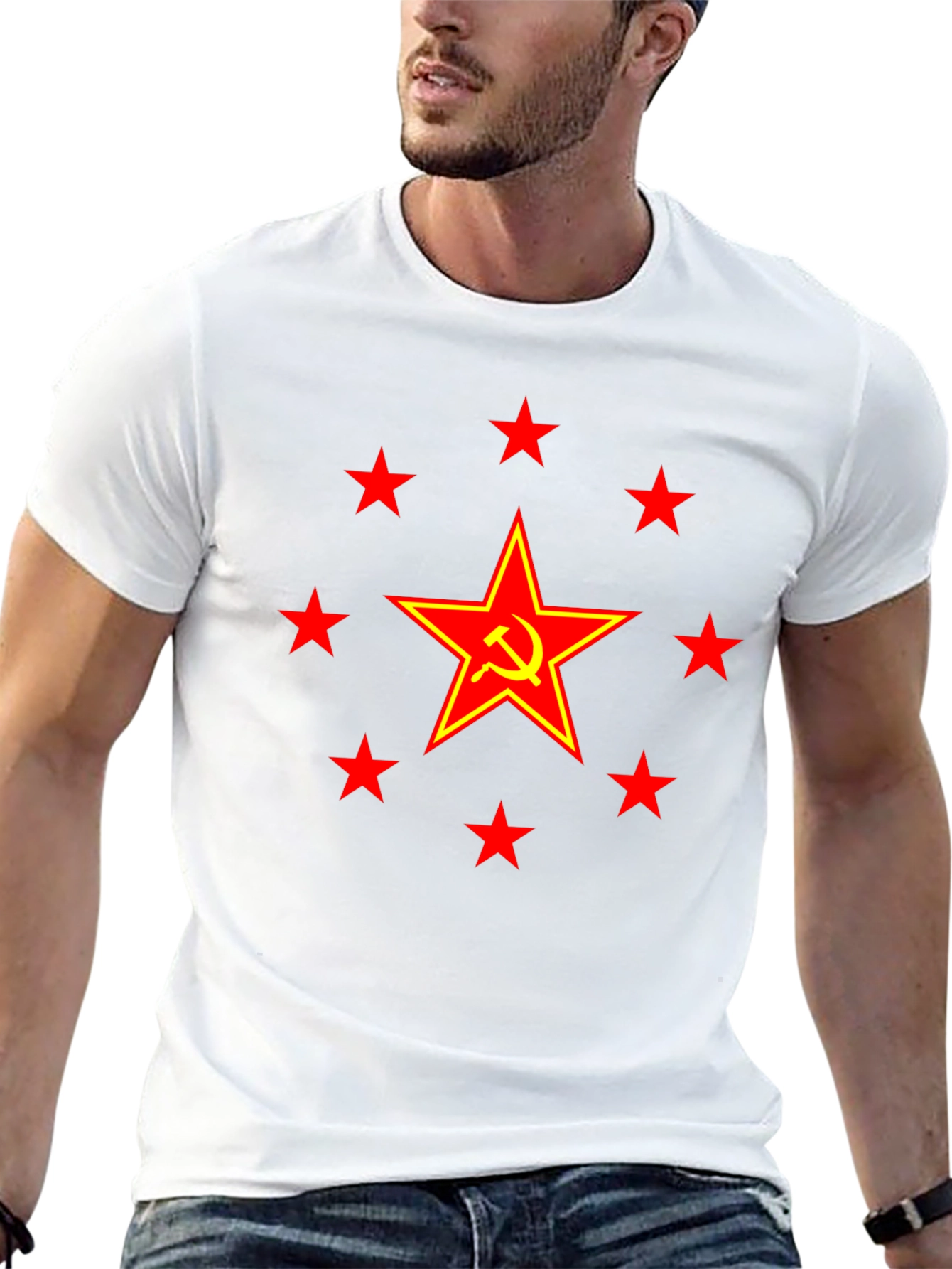 Red Star Hammer & Sickle Graphic Tee - Black