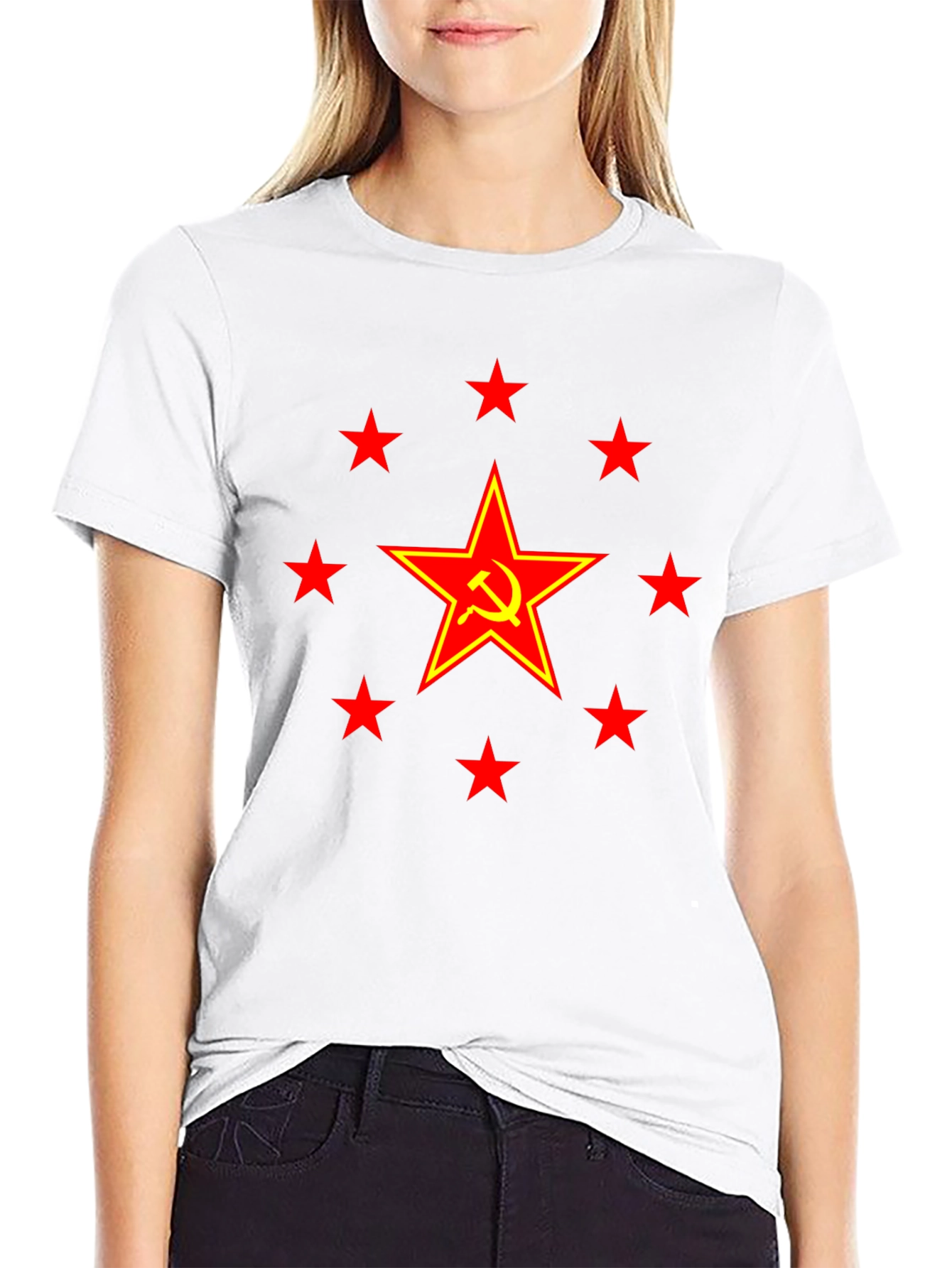 Red Star Hammer & Sickle Graphic Tee - Black