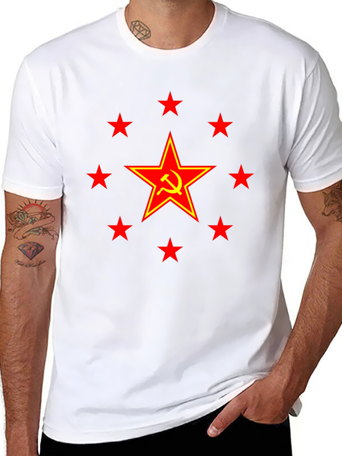 Red Star Hammer & Sickle Graphic Tee - Black