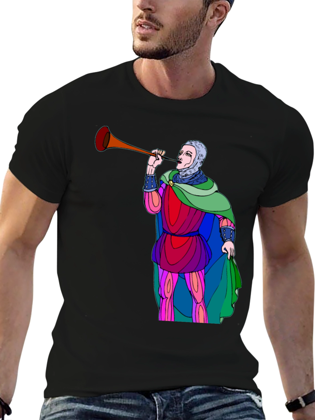 Medieval Trumpeter Graphic Tee - Unique Design