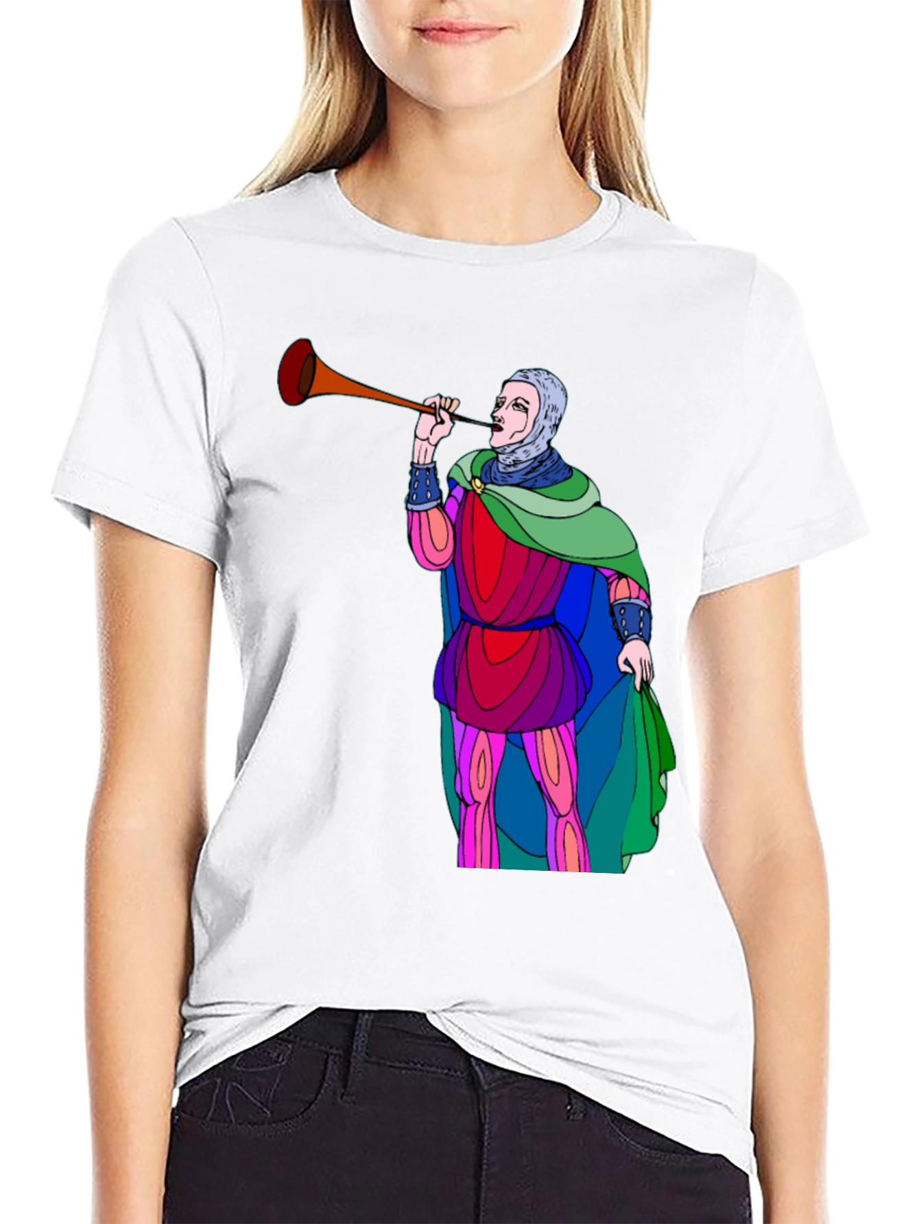 Medieval Trumpeter Graphic Tee - Unique Design