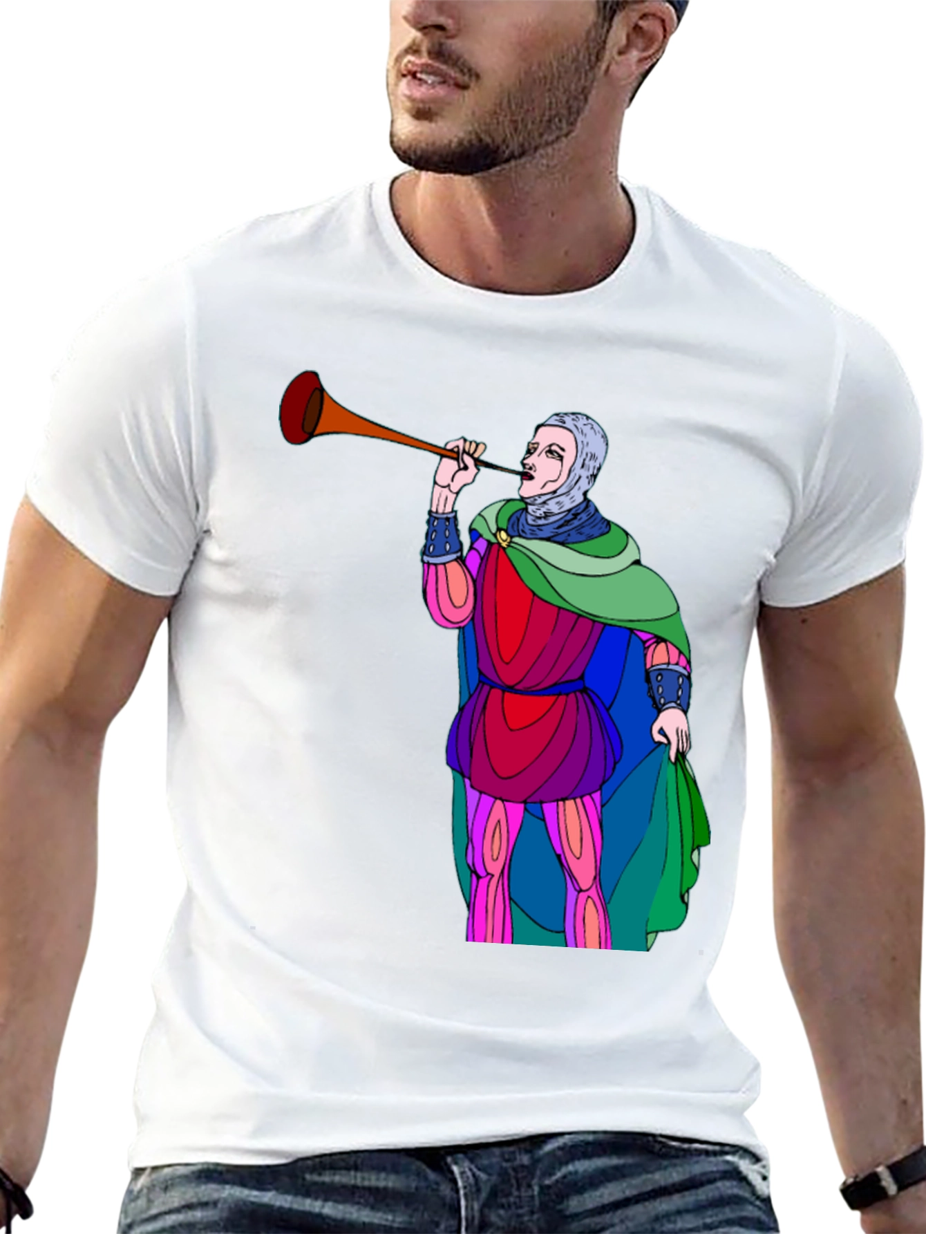 Medieval Trumpeter Graphic Tee - Unique Design