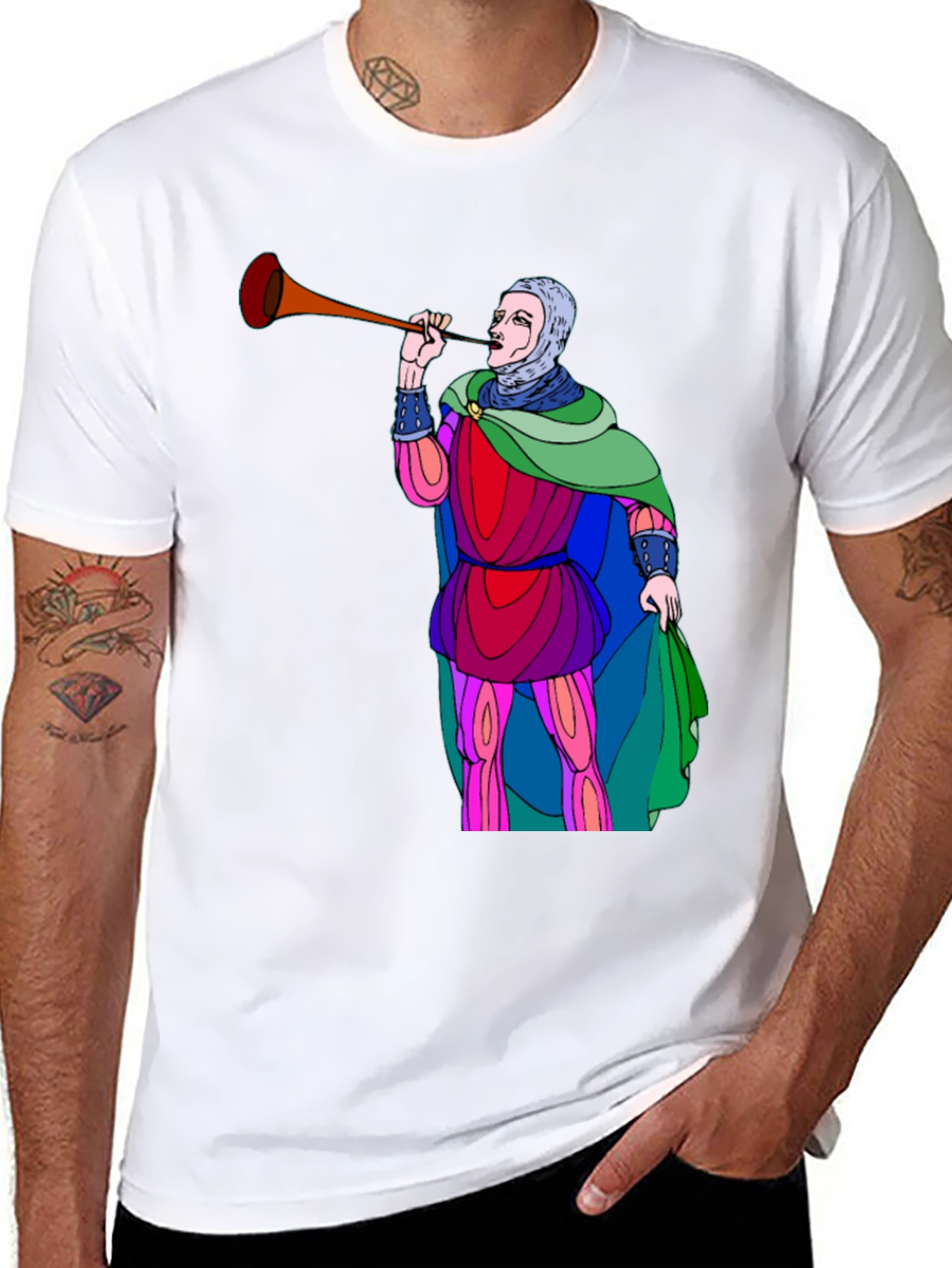 Medieval Trumpeter Graphic Tee - Unique Design