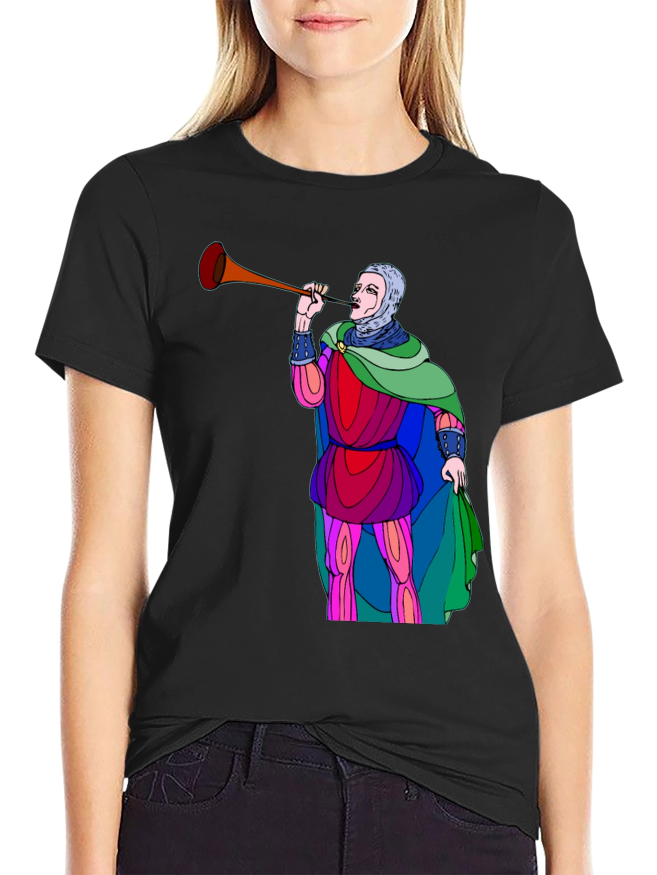 Medieval Trumpeter Graphic Tee - Unique Design