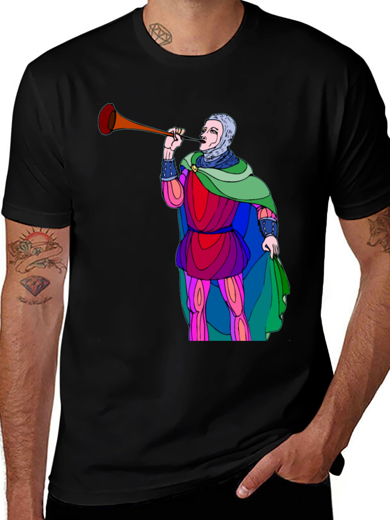 Medieval Trumpeter Graphic Tee - Unique Design