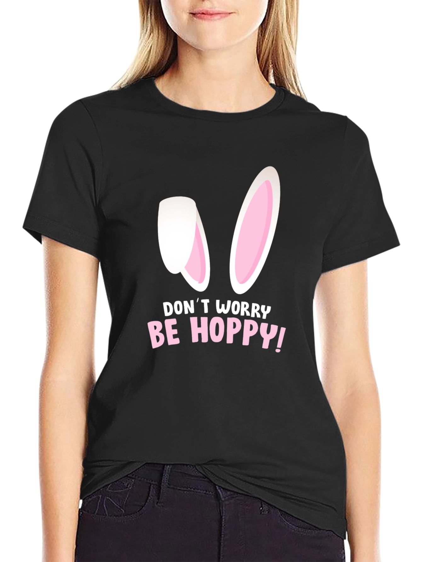 Be Hoppy Easter Graphic Tee - Black
