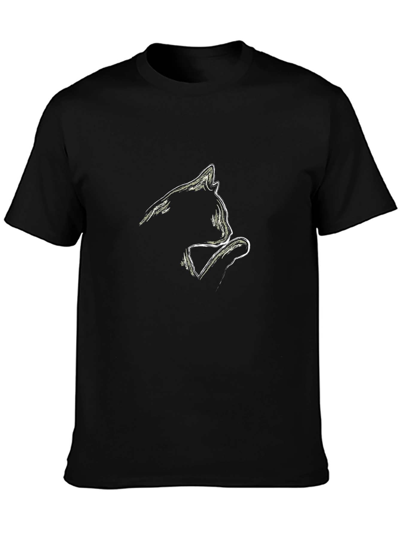 Minimalist Cat Sketch Black T-Shirt