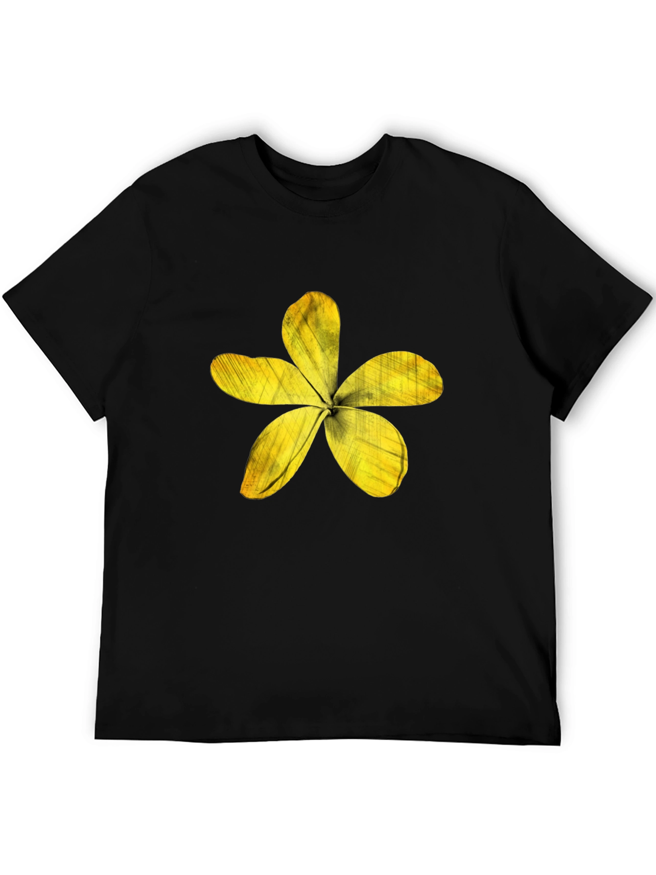 Black T-Shirt with Yellow Flower Design