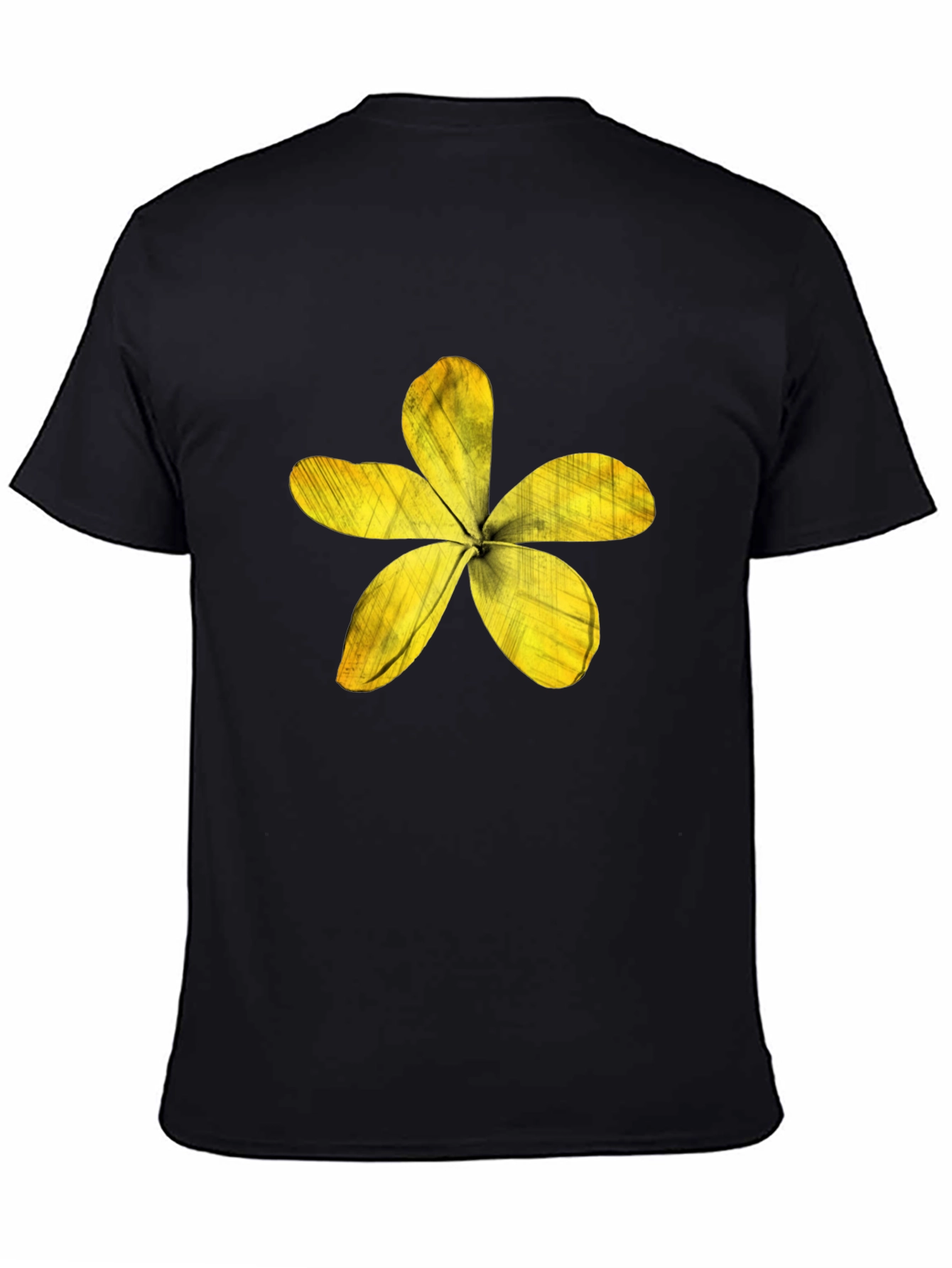 Black T-Shirt with Yellow Flower Design
