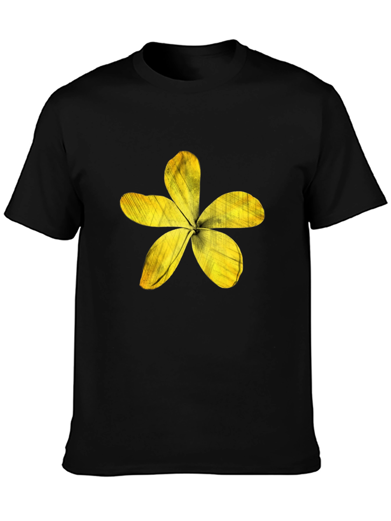 Black T-Shirt with Yellow Flower Design