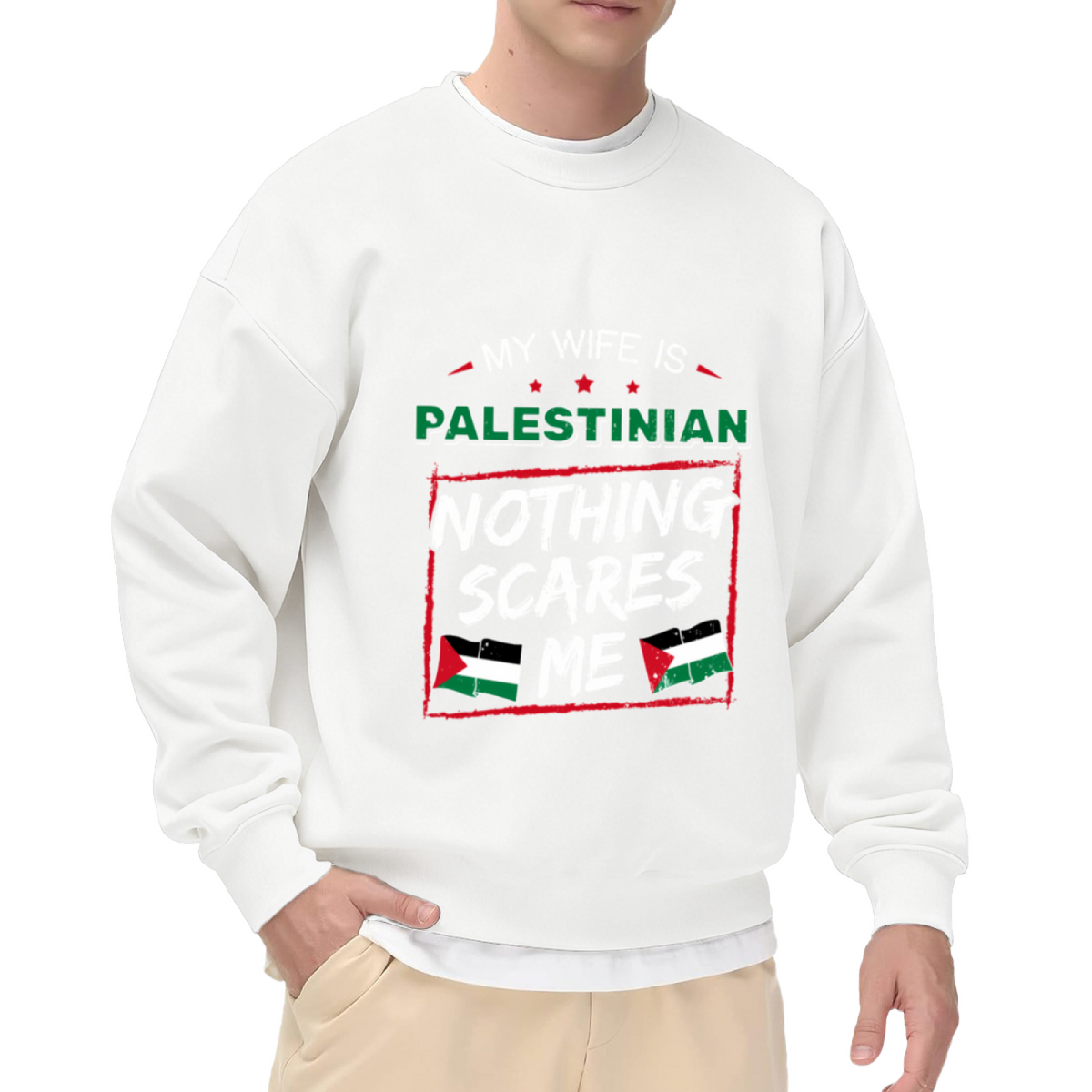 "MY WIFE IS PALESTINIAN" Funny Quote Graphic - Crewneck Sweatshirt | Funny Quote, Sarcastic, Humor Gift