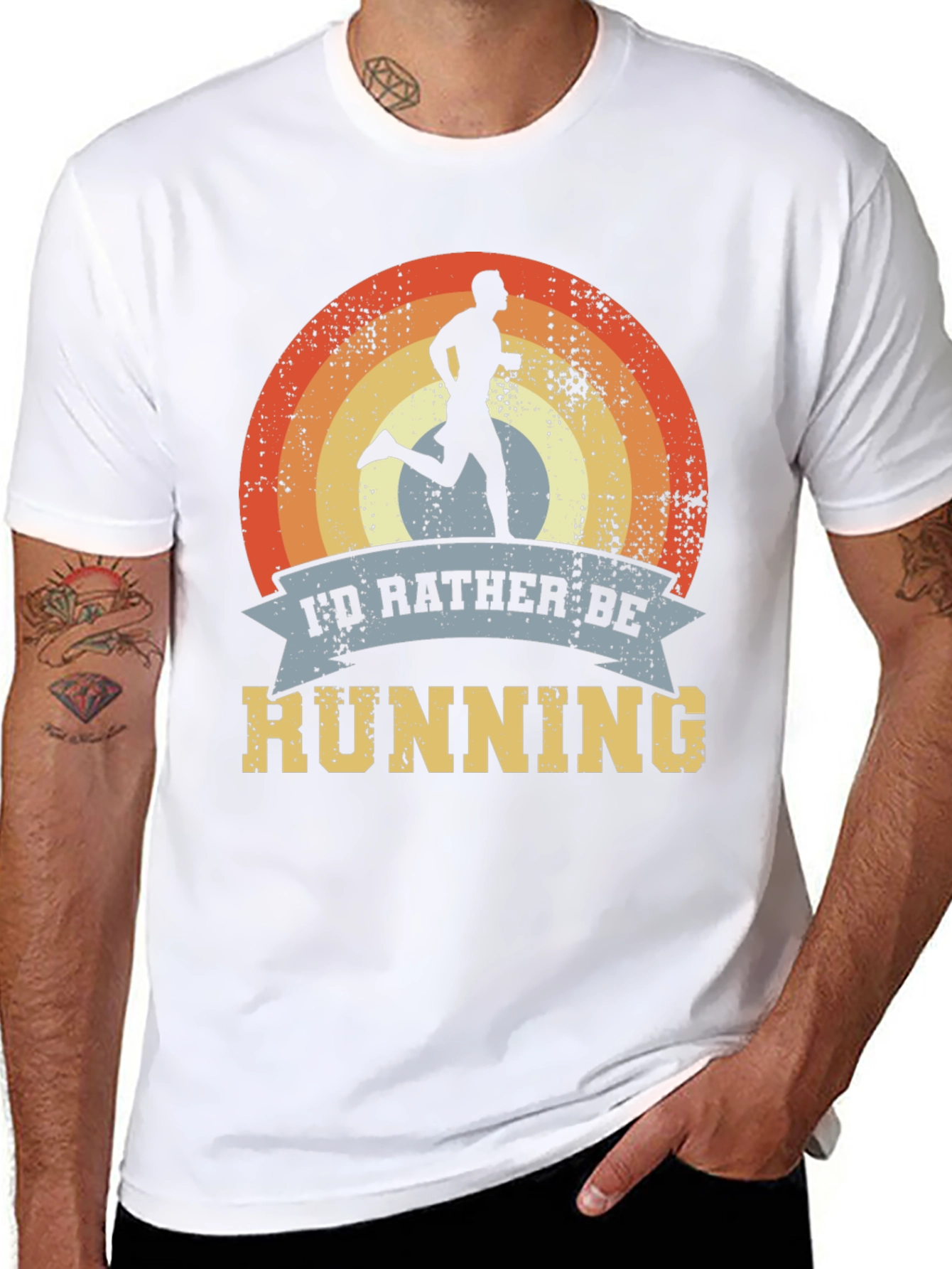 Retro Running T-Shirt - Id Rather Be Running