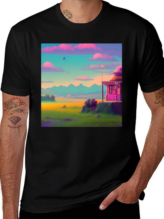 Vaporwave Landscape Graphic Tee - Retro Style