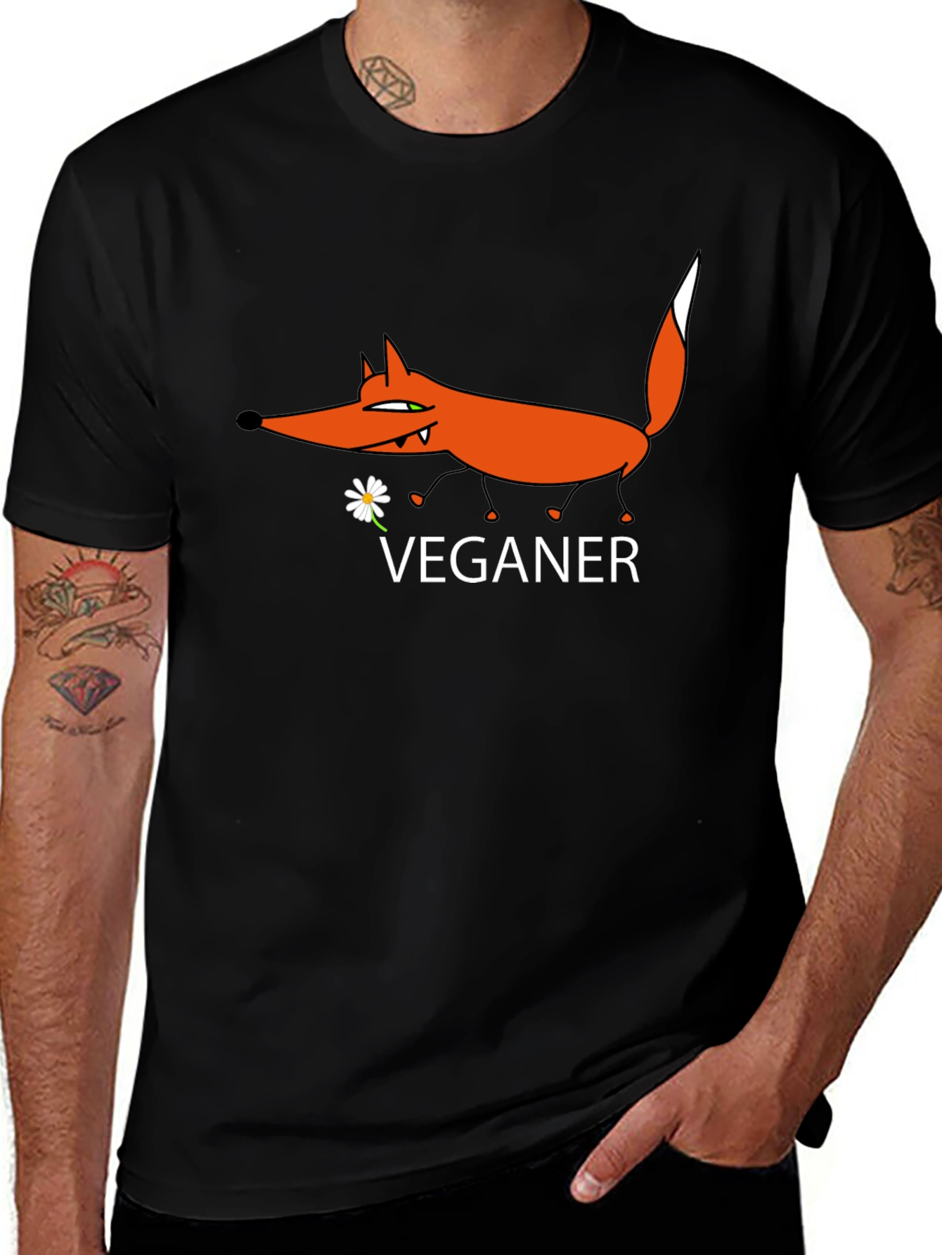Vegan Fox Graphic Tee - Stylish Animal Lover Shirt