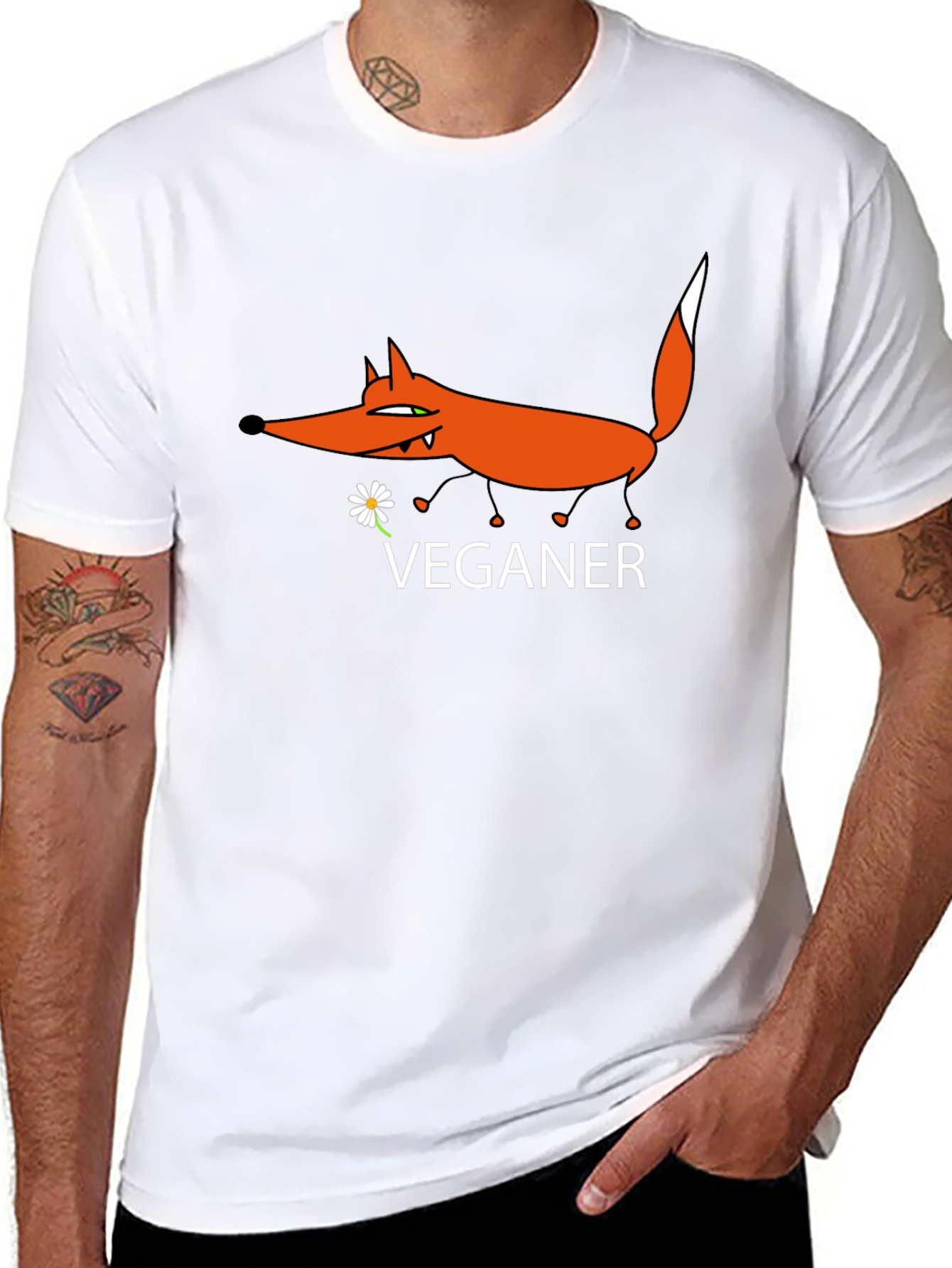 Vegan Fox Graphic Tee - Stylish Animal Lover Shirt