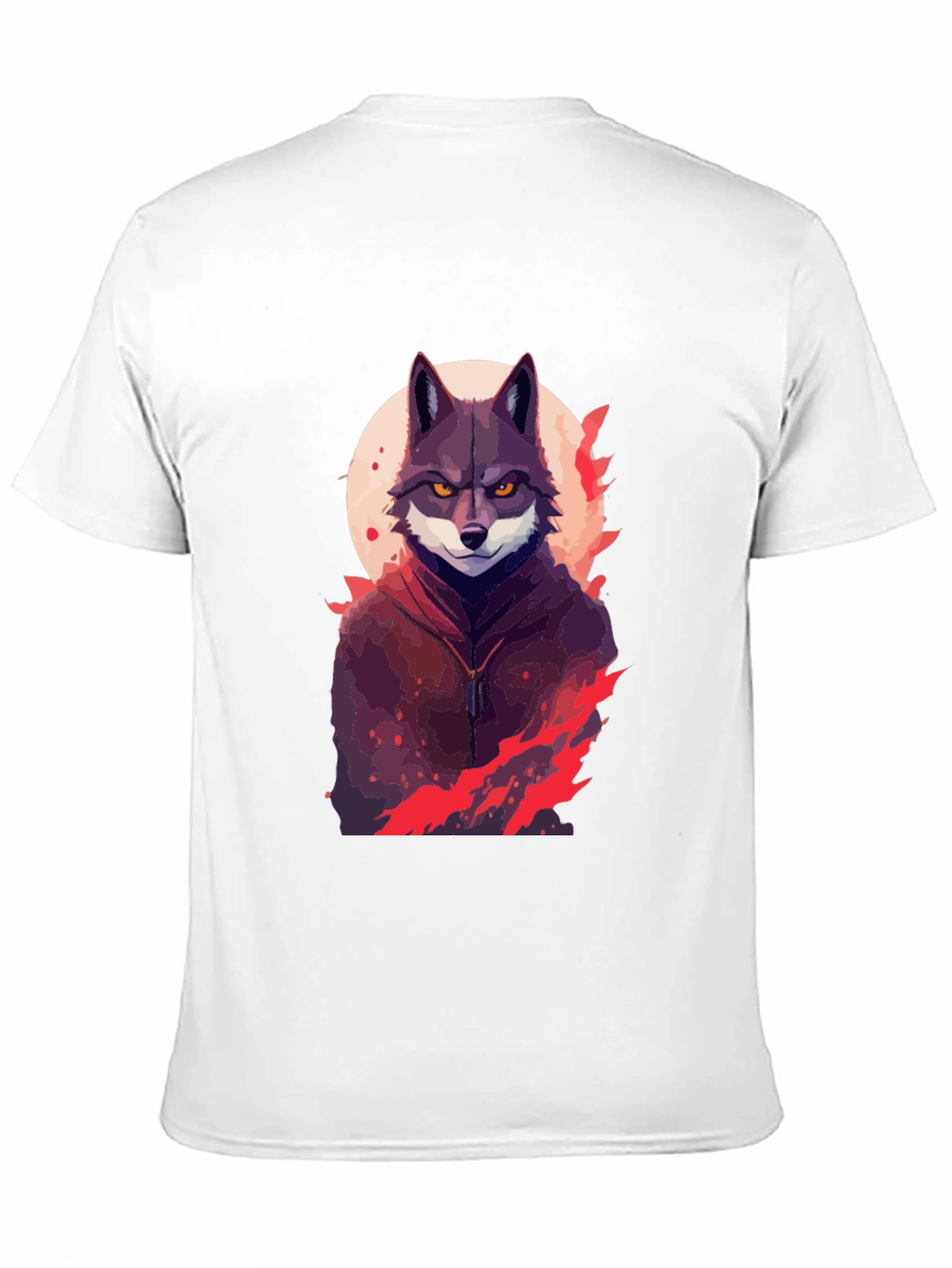 Wolf in Hoodie Graphic Black T-Shirt