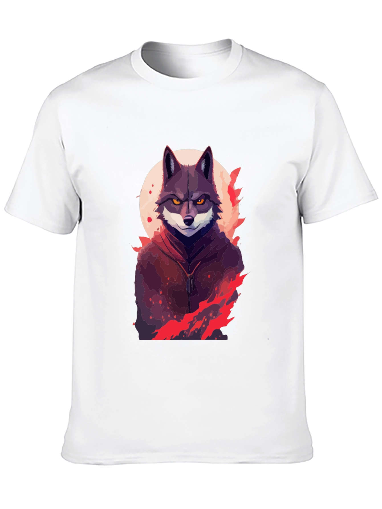 Wolf in Hoodie Graphic Black T-Shirt