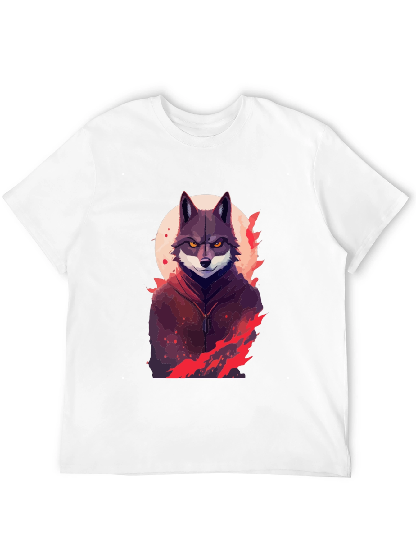 Wolf in Hoodie Graphic Black T-Shirt