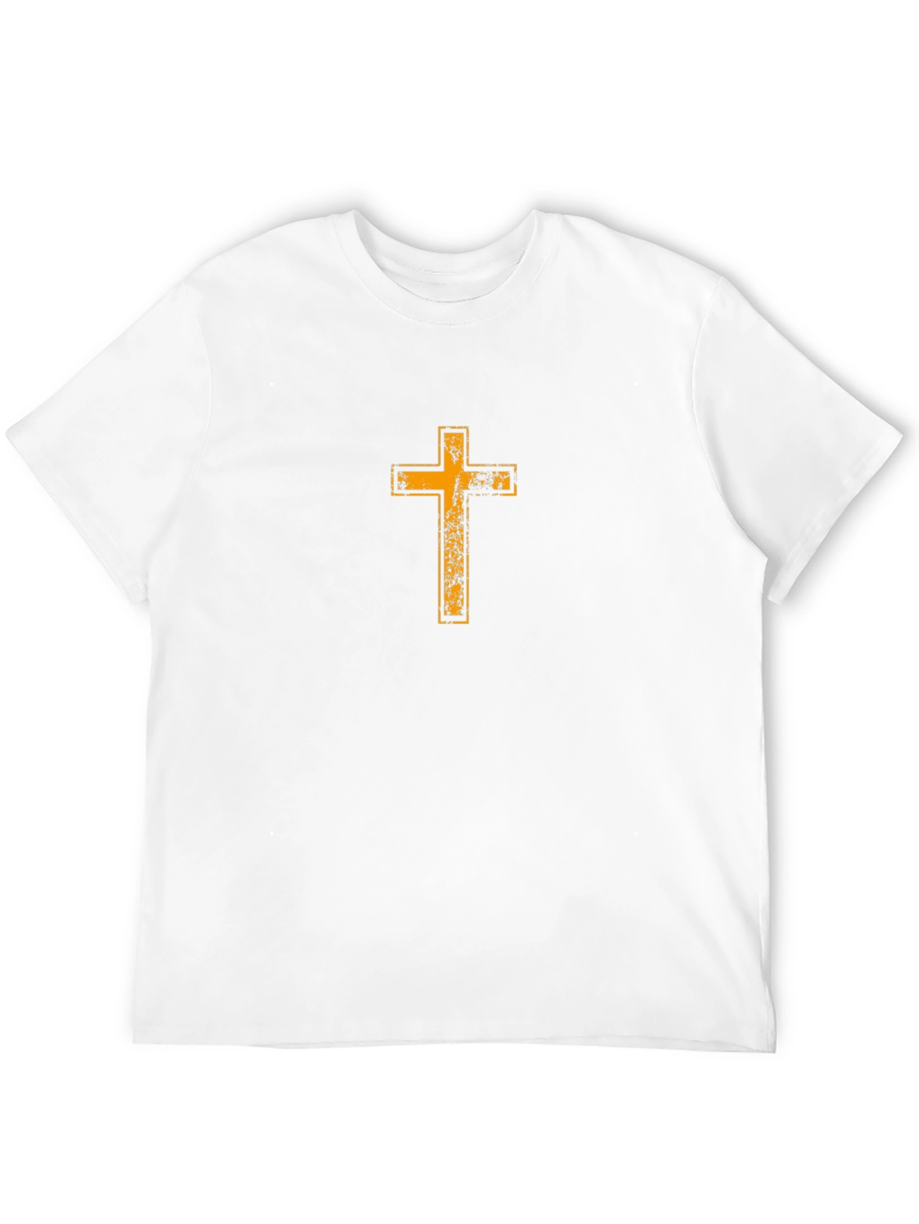 Distressed Cross Graphic Tee - Black Cotton T-Shirt