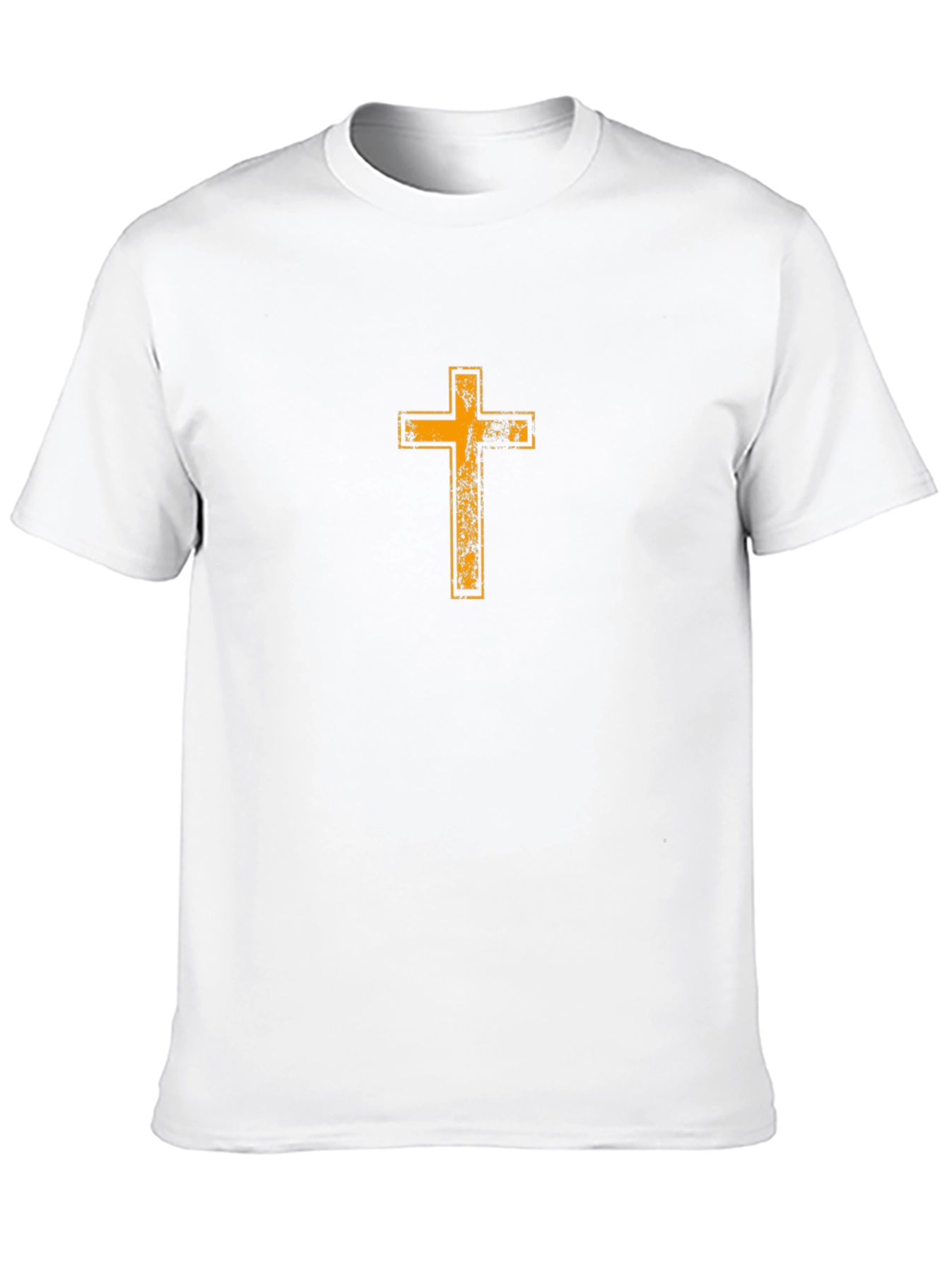 Distressed Cross Graphic Tee - Black Cotton T-Shirt