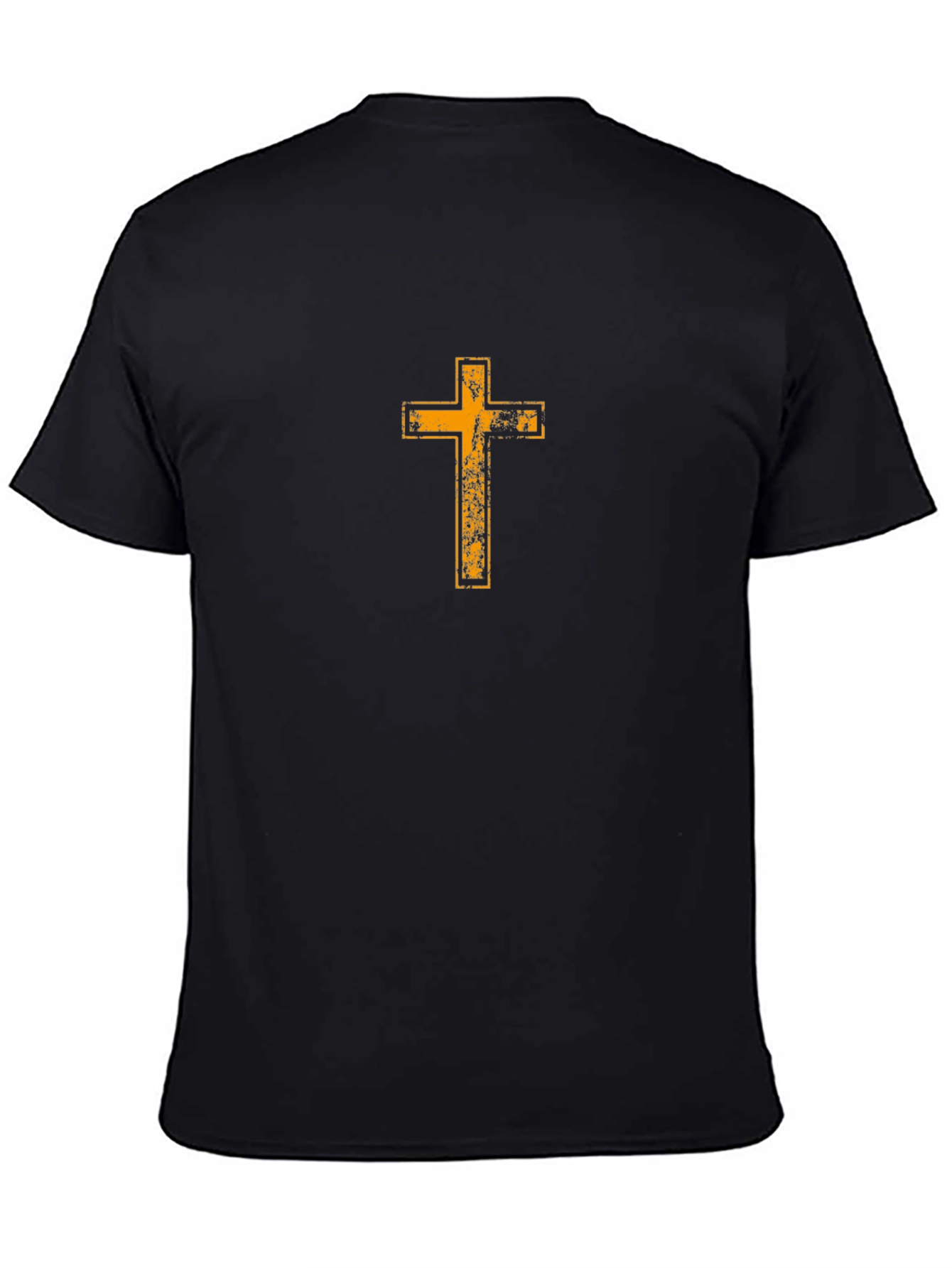 Distressed Cross Graphic Tee - Black Cotton T-Shirt