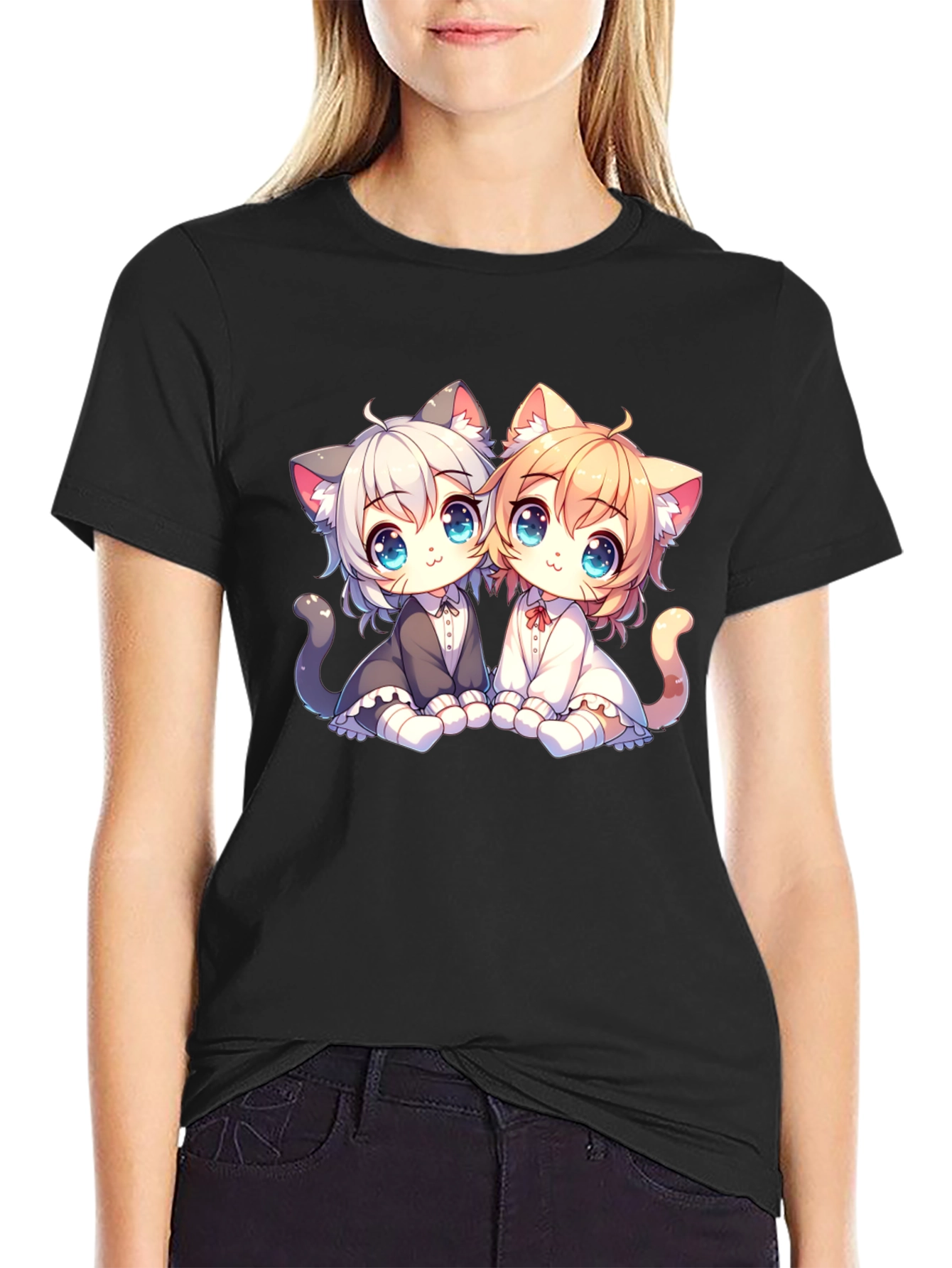 Anime Kitten T-Shirt: Cute Cat Design