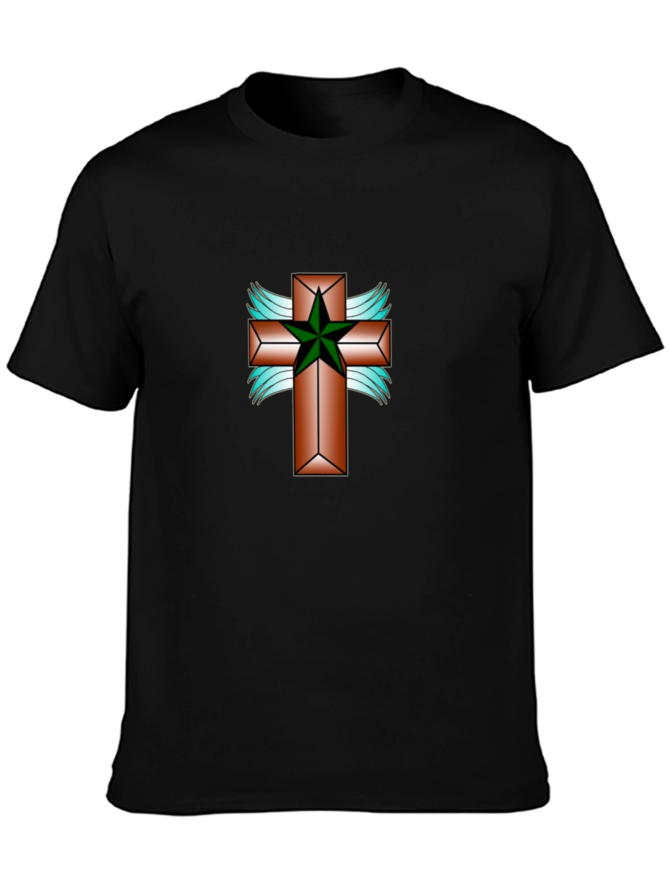 Cross & Star Graphic Tee - Black Cotton Blend
