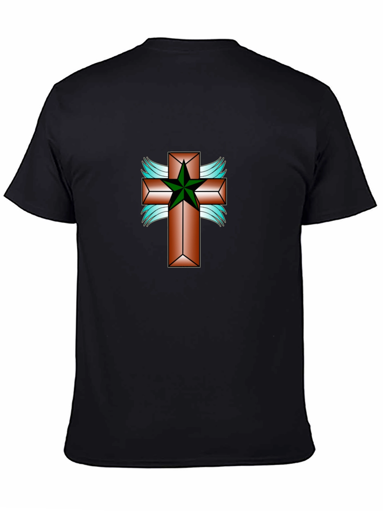 Cross & Star Graphic Tee - Black Cotton Blend