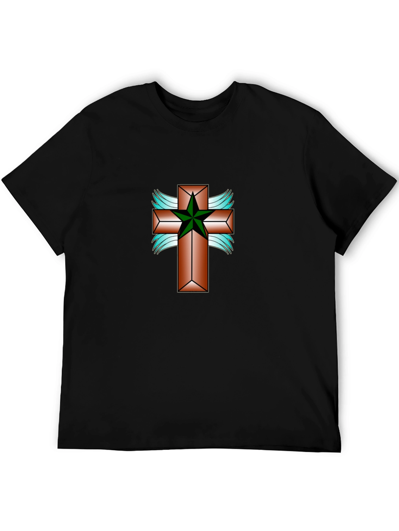 Cross & Star Graphic Tee - Black Cotton Blend