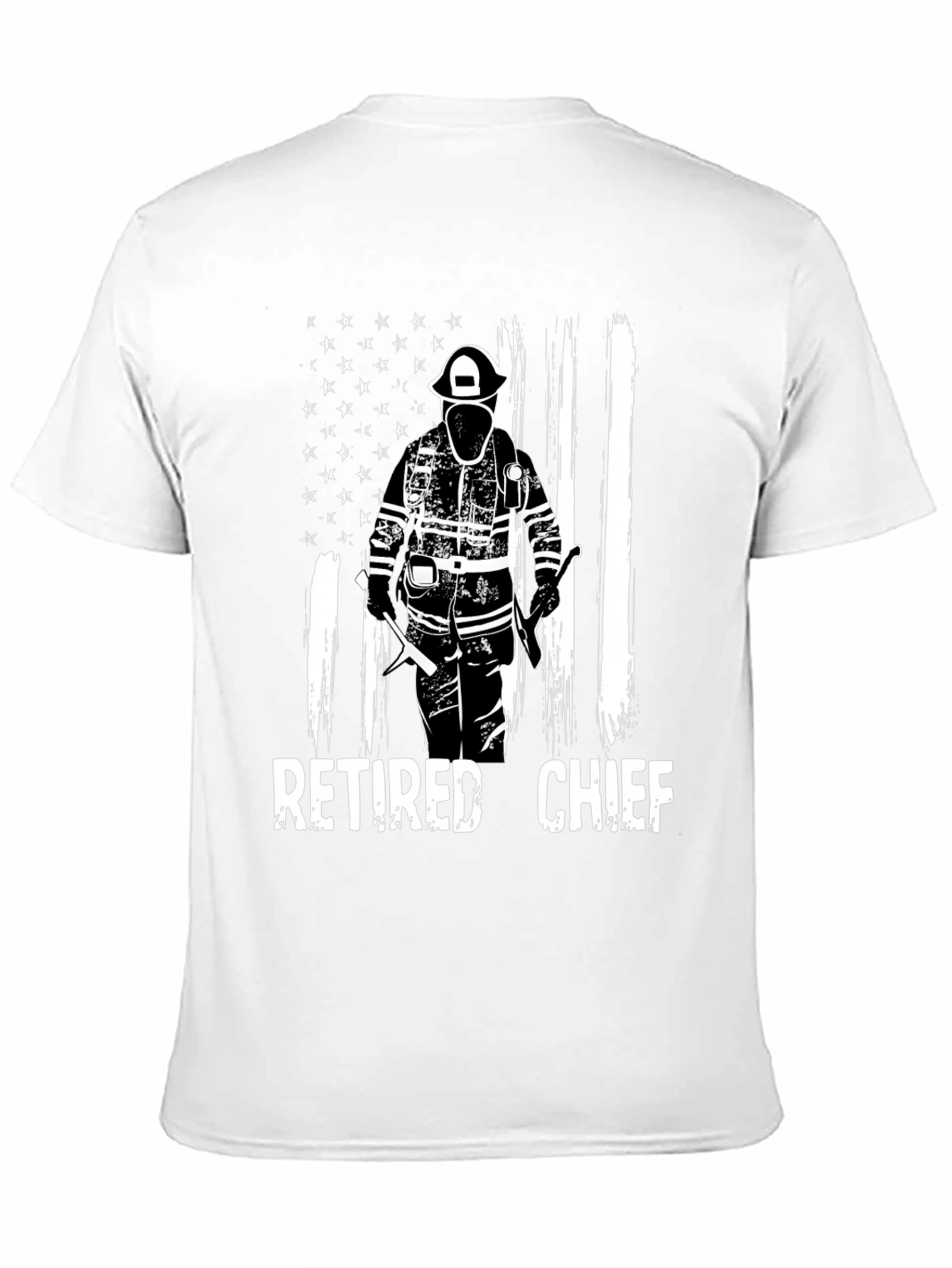 Retired Fire Chief T-Shirt - American Flag Design