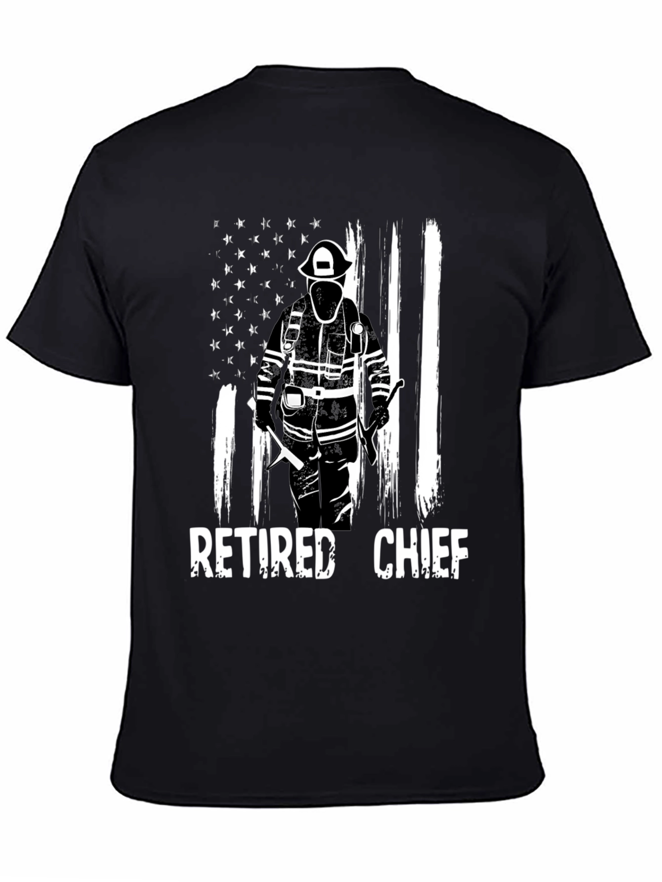 Retired Fire Chief T-Shirt - American Flag Design