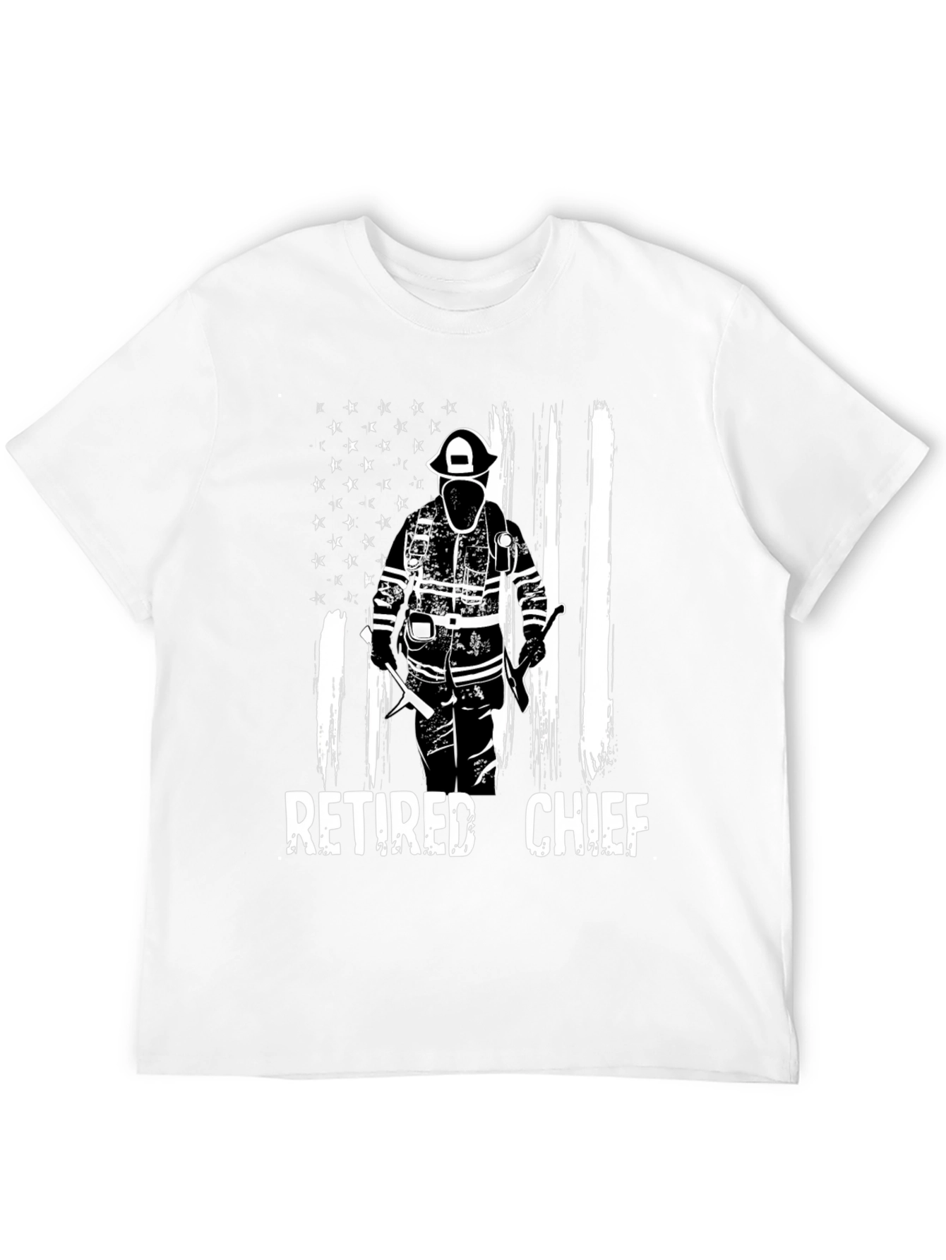 Retired Fire Chief T-Shirt - American Flag Design