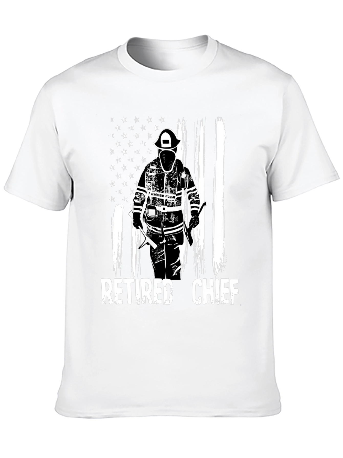 Retired Fire Chief T-Shirt - American Flag Design